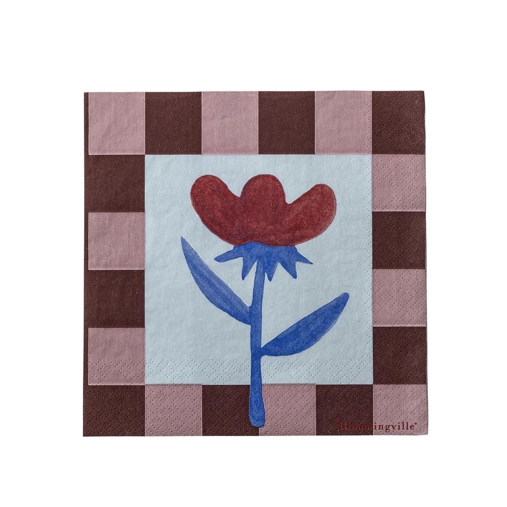 Bloomingville Papierserviette Vinia, 20er-Pack, Beidseitiges Design, 33 x 33 cm, Mehrfarbig