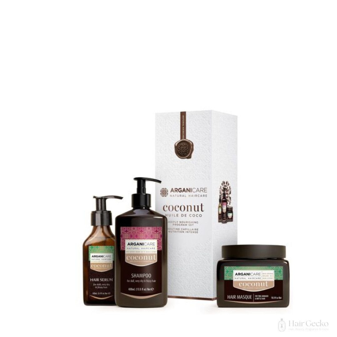 Arganicare Haarpflege-Set Coconut Trio für trockenes Haar, 3-tlg., reinigt, spendet Feuchtigkeit, pflegt das trockene & geschädigte Haar