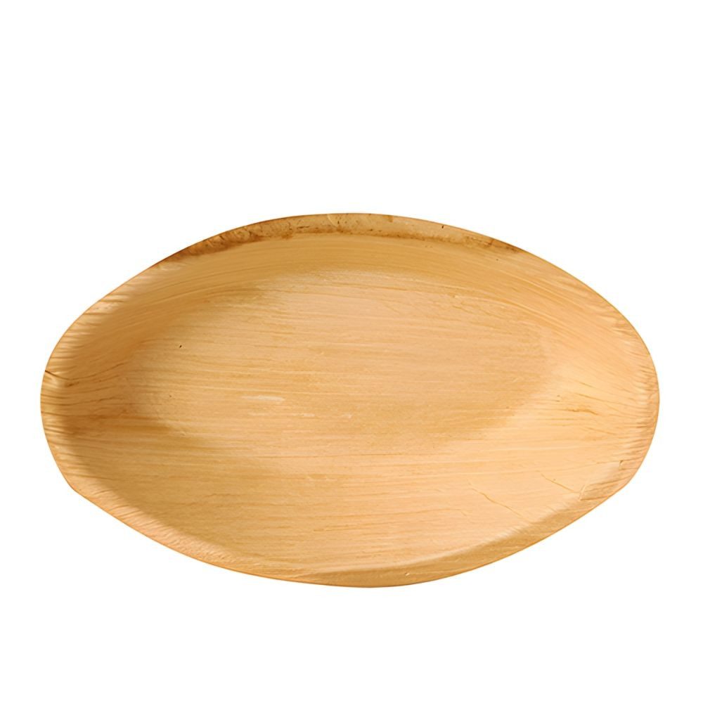PAPSTAR Einwegteller Teller, Palmblatt pure oval 18 cm x 11,5 cm x 3 cm 100 Stk