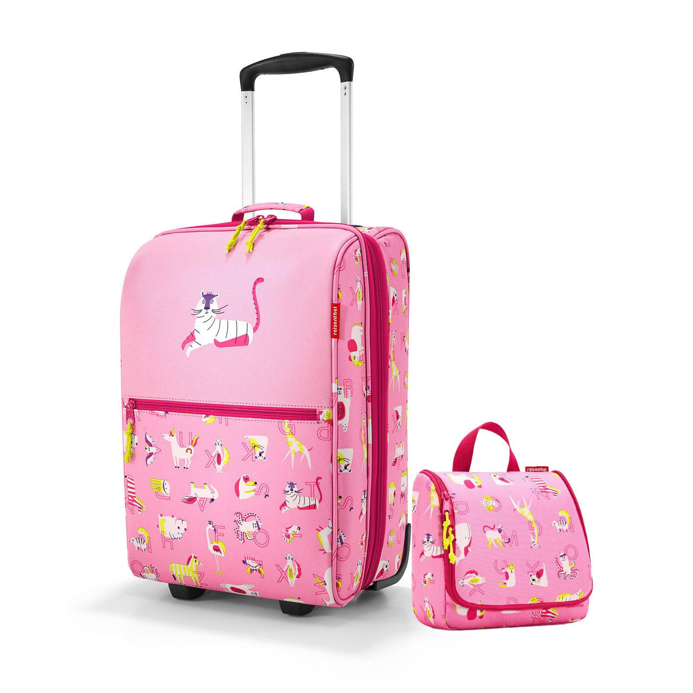 REISENTHEL® Kinderkoffer Reiseset Kinderkoffer + Kosmetiktasche für Kinder, Reiseset trolley XS + toiletbag aBC friends pink