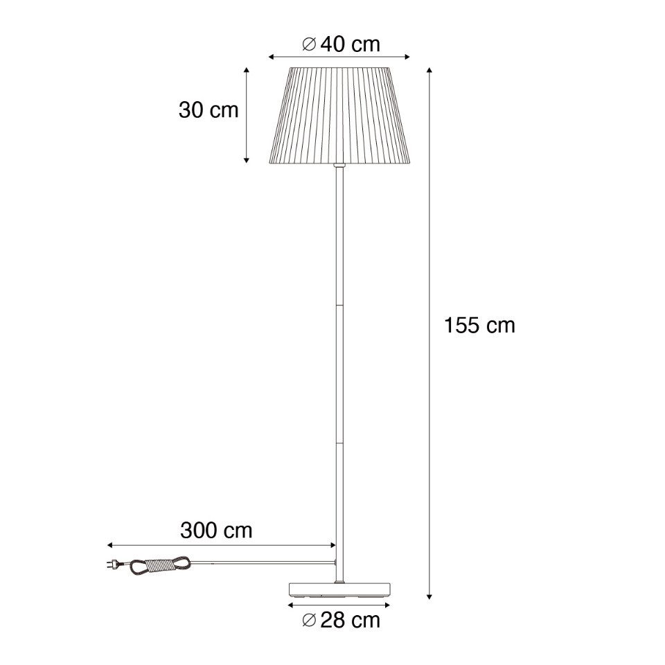 Qazqa Außen-Stehlampe Virginia, ohne Leuchtmittel, Warmweiß, QAZQA Außen Boden­leuchte, e27, Schwarz, Stahl, Japandi