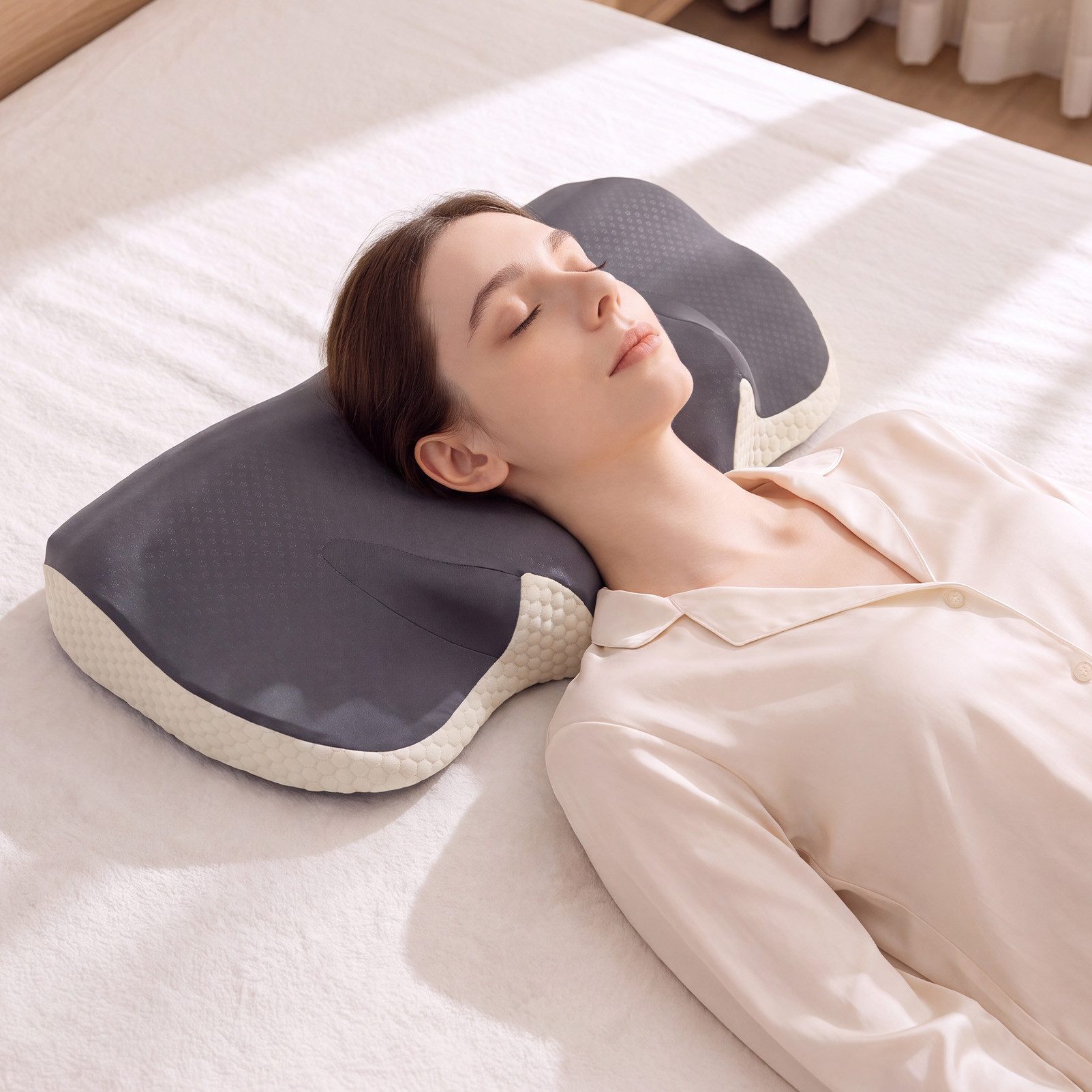 Esun Nackenstützkissen Nackenkissen, Orthopädisches Memory Foam Nackenstützkissen, 2 Höhen, Füllung: 100% Memory Foam, Rückenschlafer, Bauchschlafer, Seitenschlafer, Set, nackenkissen orthopädisch, schlafkissen, Kissen, Seitenschläferkissen, Schlafkissen Pillow