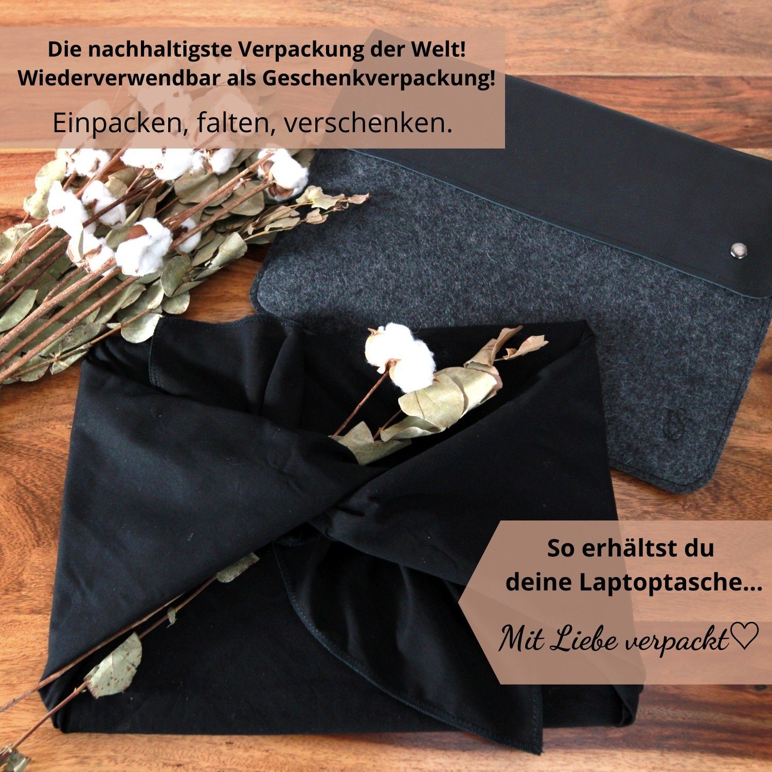 25 Leder, Größe (1-tlg., Laptoptasche Wollfilz 35 ViSation Notebooktasche Germany, Schutzhülle Made x in cm),
