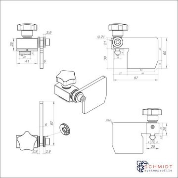 SCHMIDT systemprofile Profil 10x Anschlag B Nut 8 Schlittenklemmung Längenanschlag