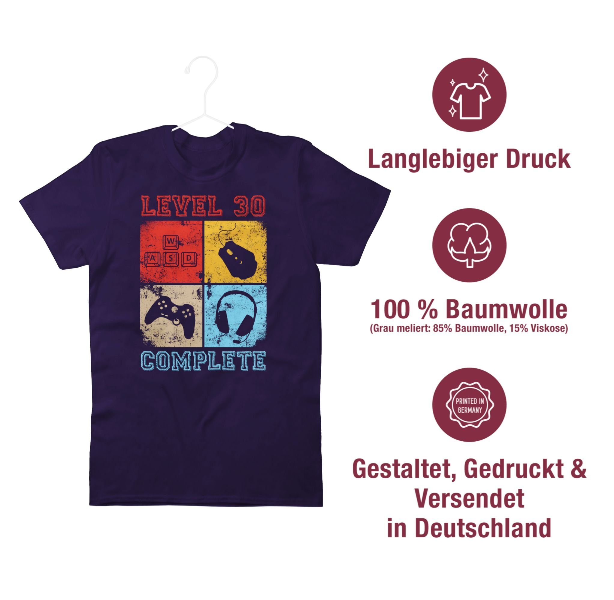 30 Lila Geburtstag 03 Completed Shirtracer 30. Level Complete T-Shirt