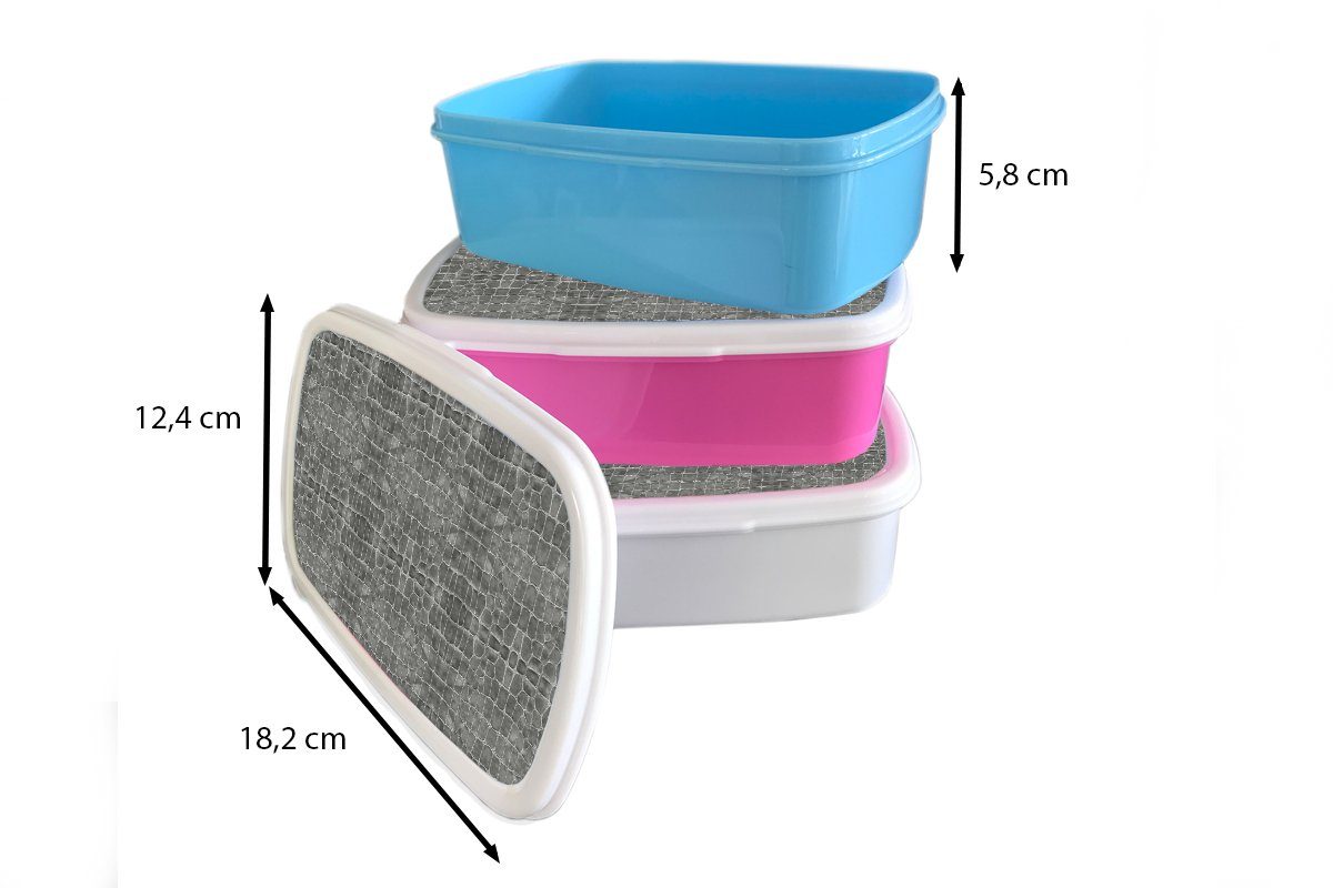 MuchoWow Lunchbox Leder - Textur (2-tlg), - Kinder Jungs für Mädchen weiß Erwachsene, Brotbox für Brotdose, und und Kunststoff, Tiere
