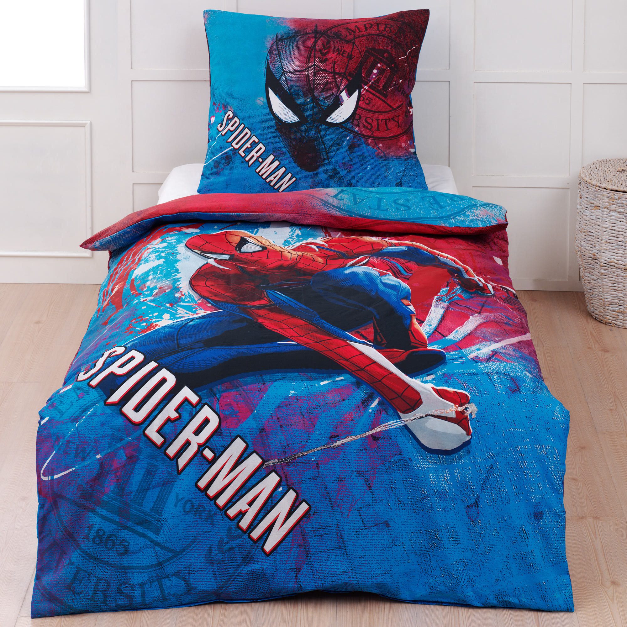 BERONAGE Kinderbettwäsche Spider Man New York Bettwäsche Linon / Renforcé, günstig online kaufen