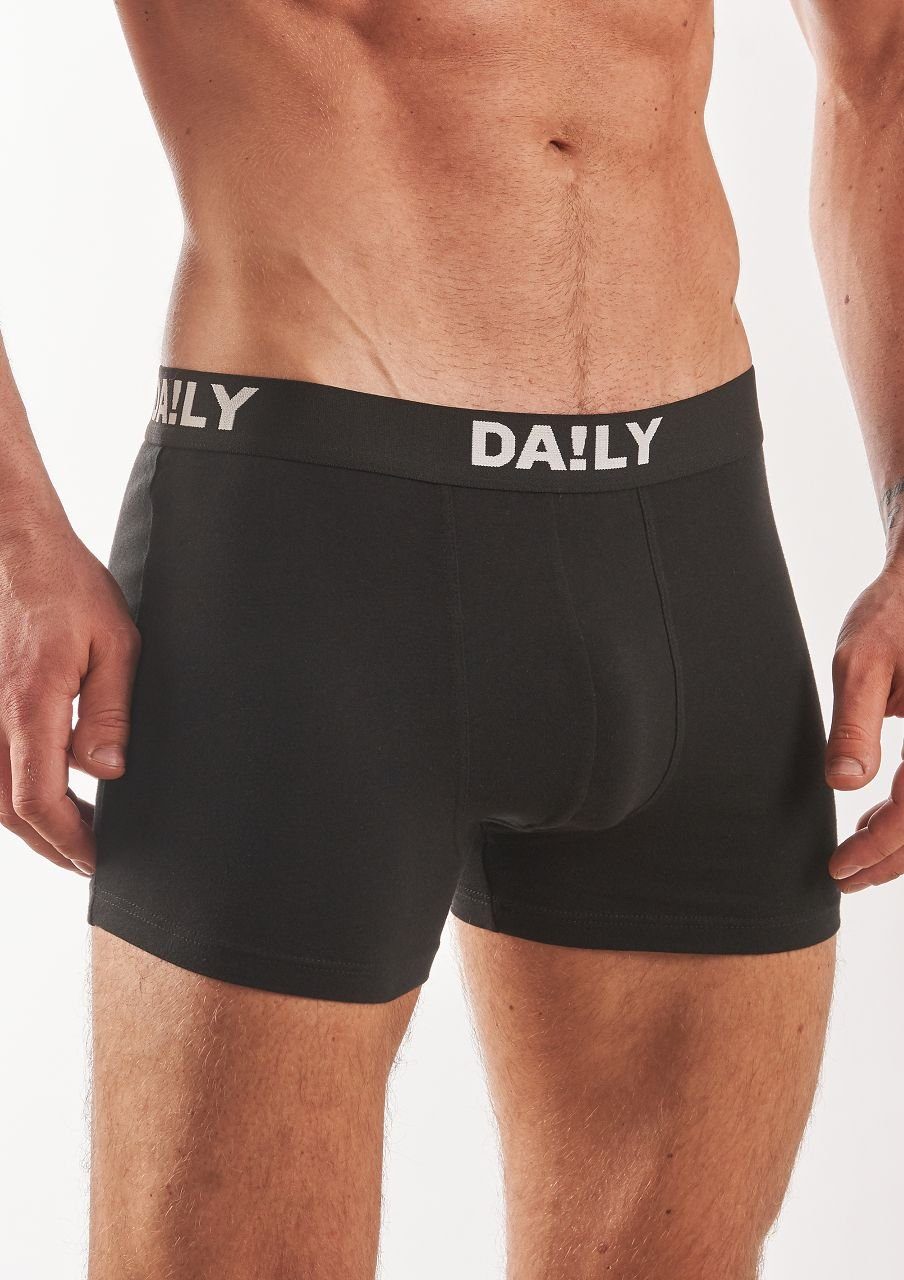 DA!LY UNDERWEAR Boxer (10-St) (Daily2) Trunks Basic Stretch mit Schwarz/Weiß Retro Boxershorts