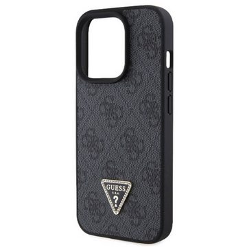 Guess Smartphone-Hülle Guess Apple iPhone 15 Pro Max Case Leather 4G Diamond Triangle Schwarz