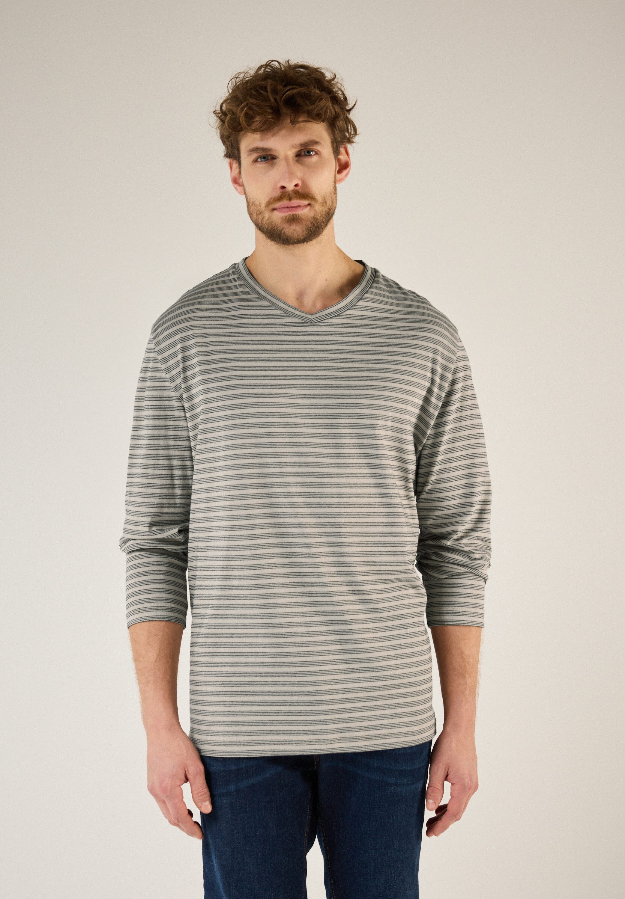 STREET ONE MEN Langarmshirt aus reiner günstig online kaufen