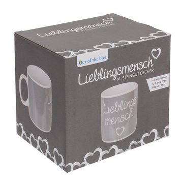 Haus und Deko Geschirr-Set Lieblingsmensch Tasse Jumbo 850 ml Geschenk Kaffeetasse Steingut Beche (1-tlg), 1 Personen, Keramik
