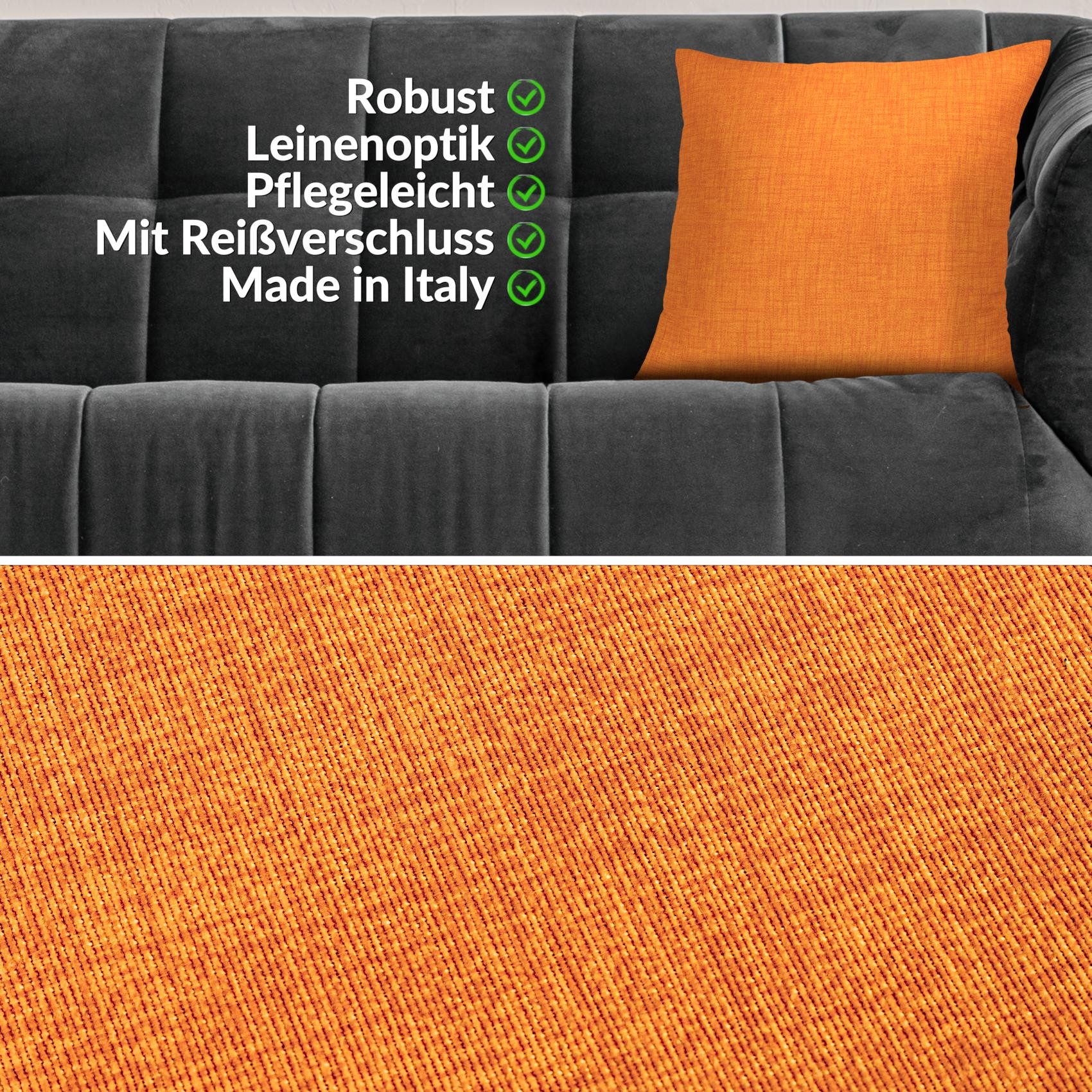 ANRO Dekokissen MrJack Kissenbezug Leinenoptik Deko Kissen Uni, Sofakissen 40x40cm ohne Füllung Orange