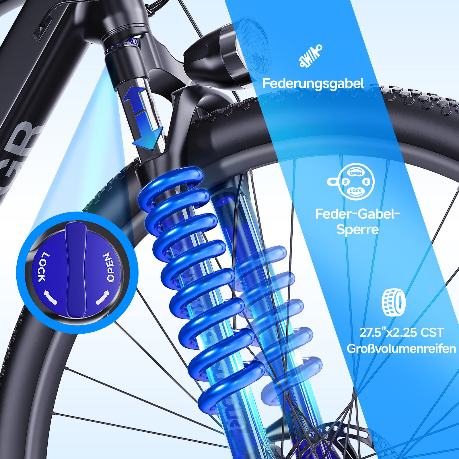 ZMH E-Bike Mountainbike Herren 27.5 Zoll 9-Gang Shimano Rot E-Mountainbike Kettenschaltung, 9 Gang Nexus Schaltwerk, Kettenschaltung, Heckmotor, (Packung, 1 tlg., 1*Mountainbike), Reichweite 30-60 km MULTIFUNKTIONALES LCD-DISPLAY 25 km/h