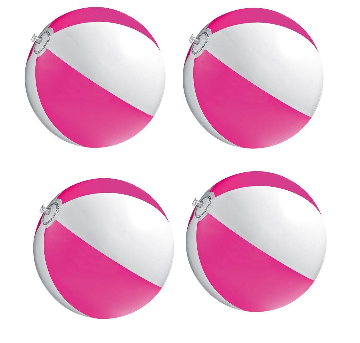 Wasserball 4x Strandball / Wasserball / Farbe: pink-weiß