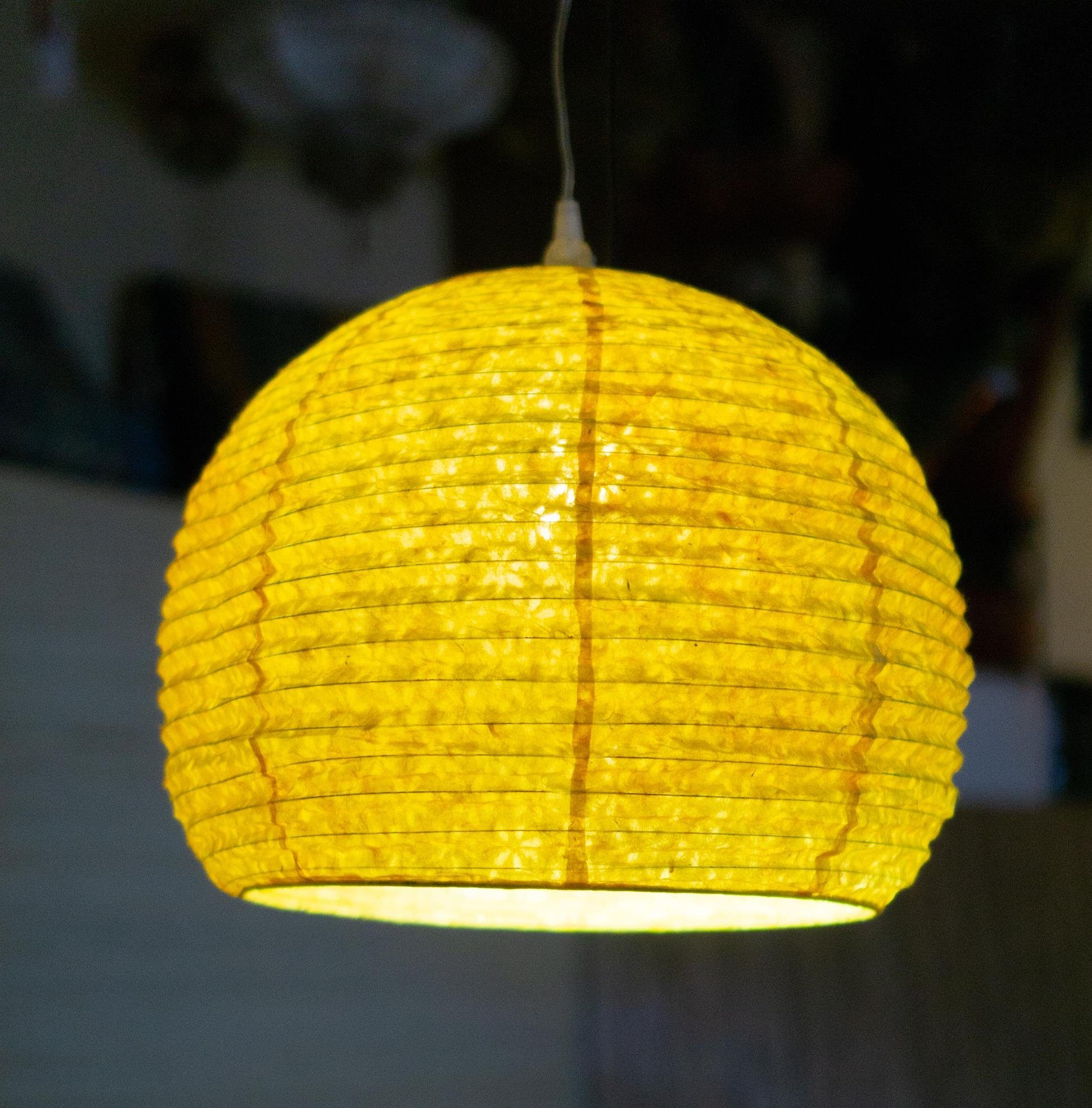 Guru-Shop Deckenleuchten Halbrunder Lokta Papierlampenschirm, Boho.., Leuchtmittel nicht inklusive gelb
