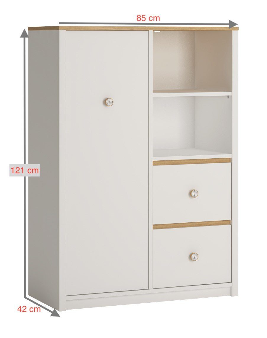 Gerta, Modern Highboard, Stylefy Schublade, Bücherregal viel mit Schrank, stehend Highboard, Design, mit Bücherregal, Stauraum,