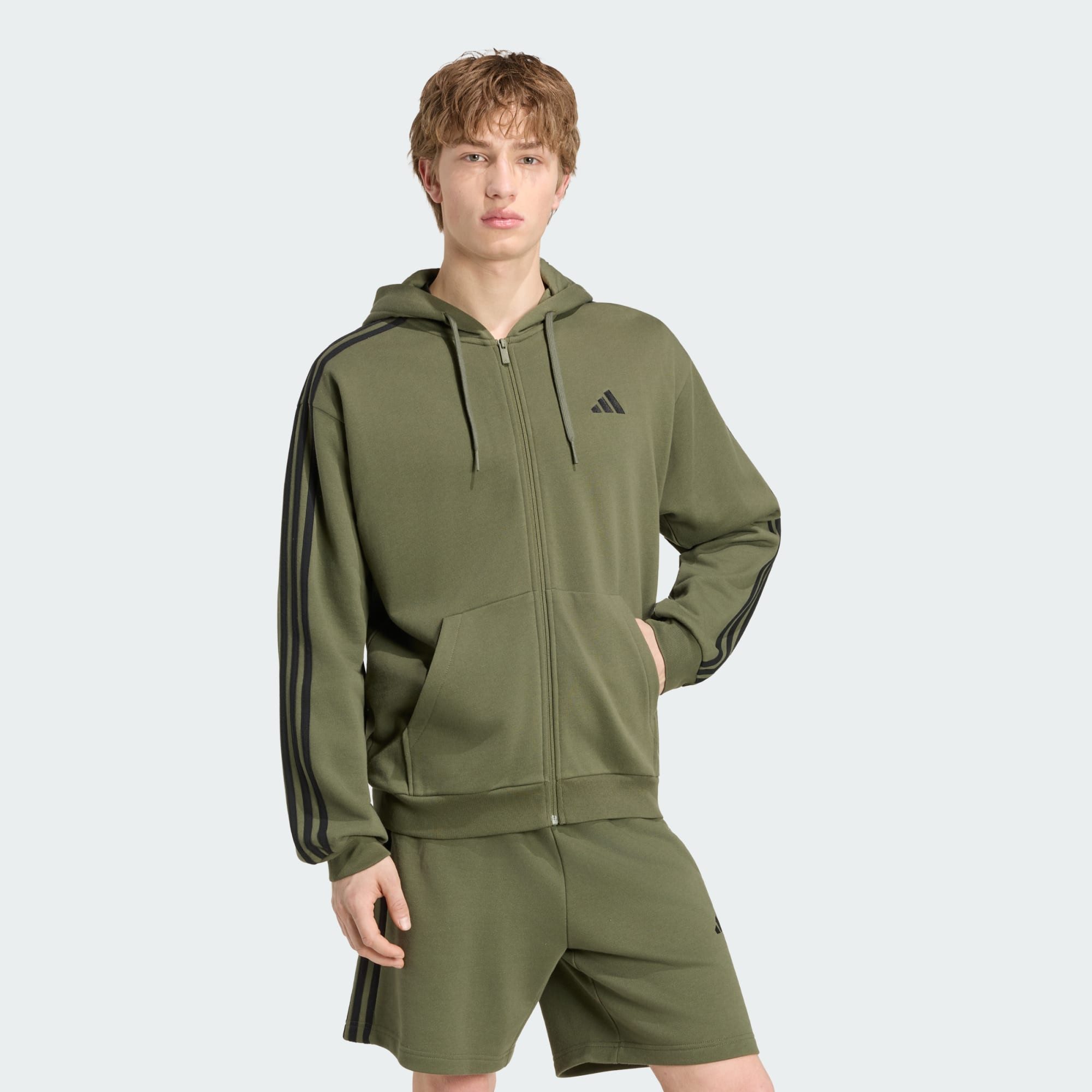 adidas Sportswear Funktionsjacke ESSENTIALS 3-STREIFEN FRENCH TERRY KAPUZENJACKE (1-St)