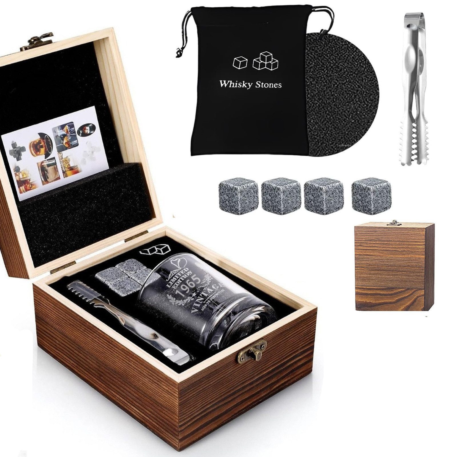 Geschenkbox Geburtstag Geschenke Männer Vintage 1965 Whiskey Glas Set
