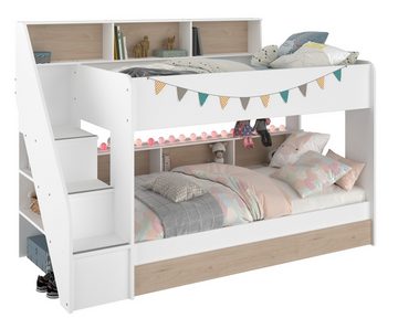 Parisot Etagenbett Bibop 1, in Weiss / Jackson Eiche - 245x171x111cm (LxHxT)