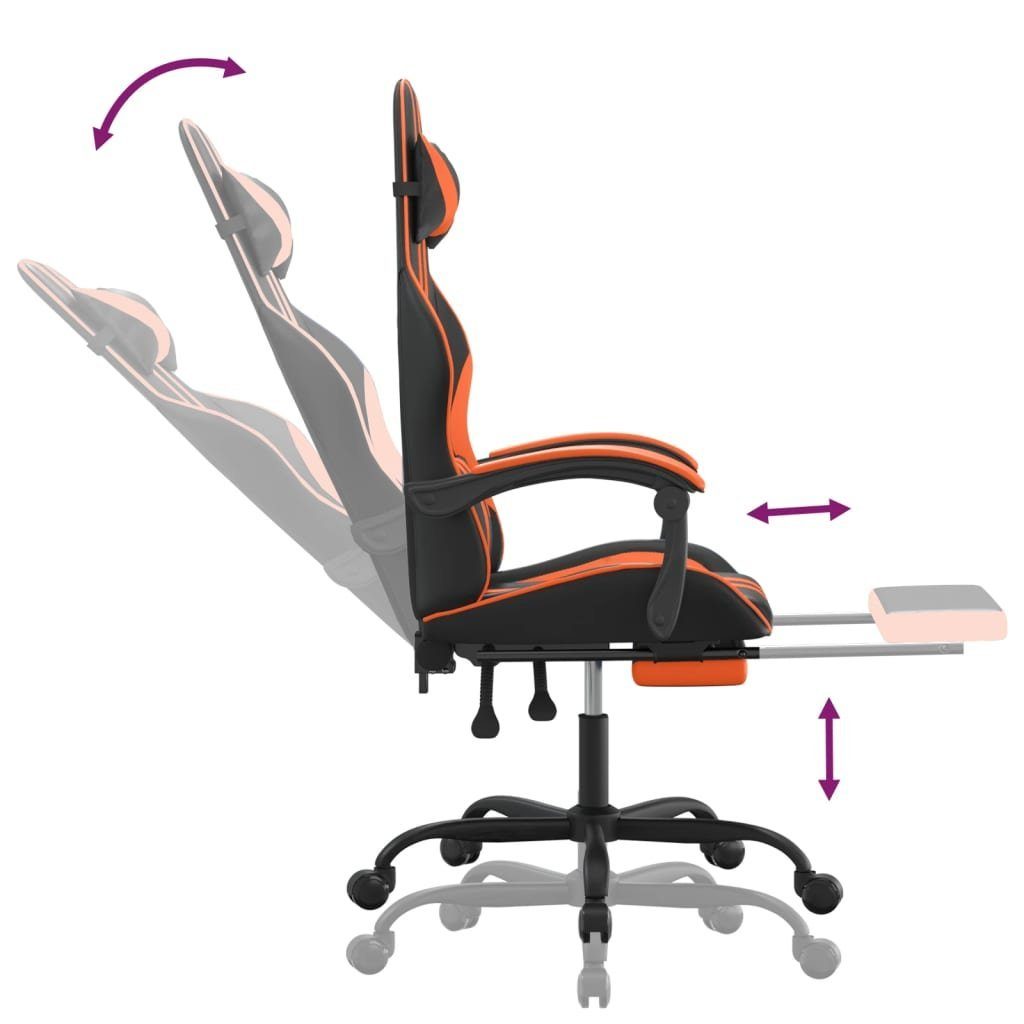 Kunstleder St) Orange (1 und mit Gaming-Stuhl furnicato Schwarz Fußstütze