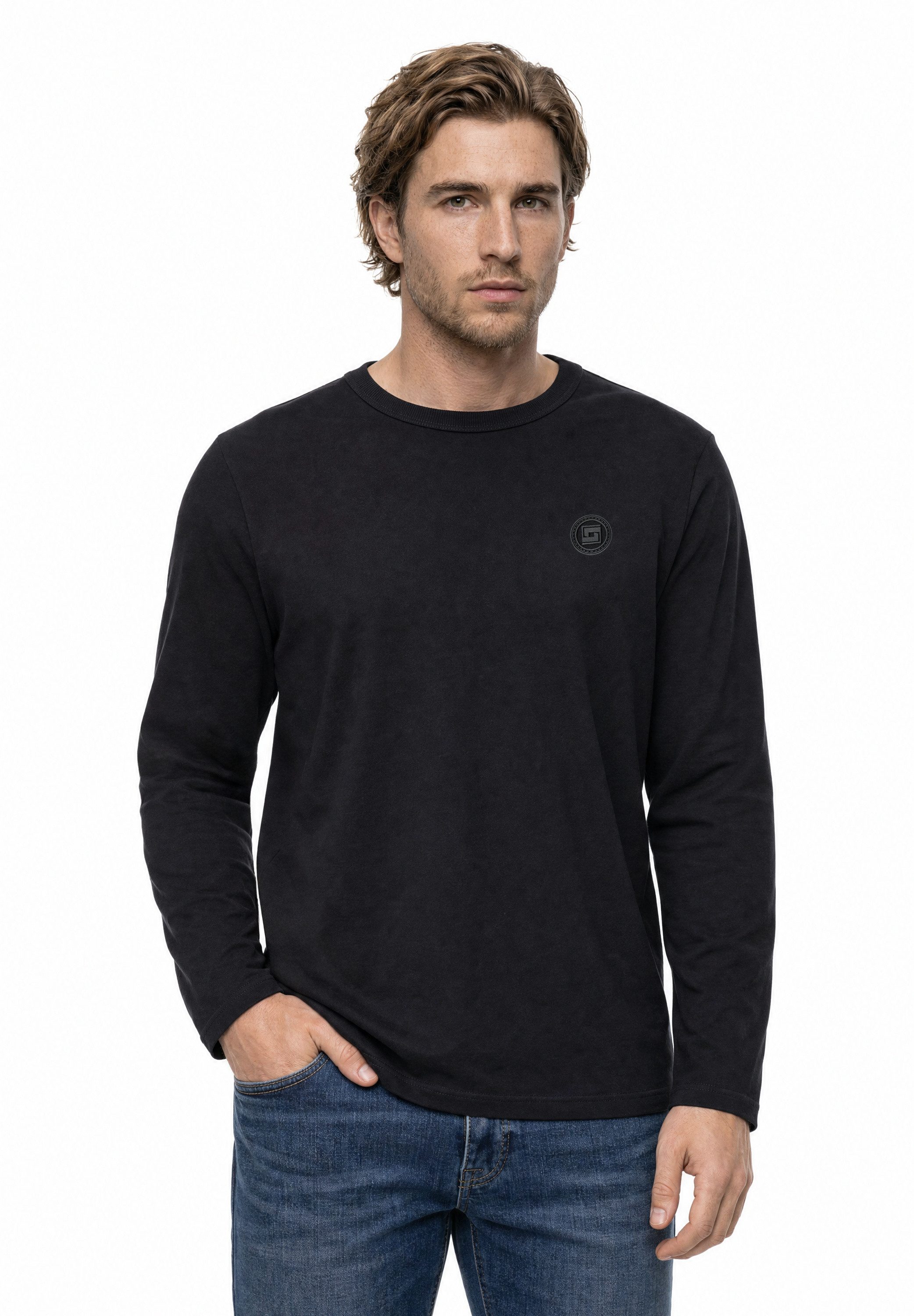 STREET ONE MEN Langarmshirt aus reiner Baumwolle