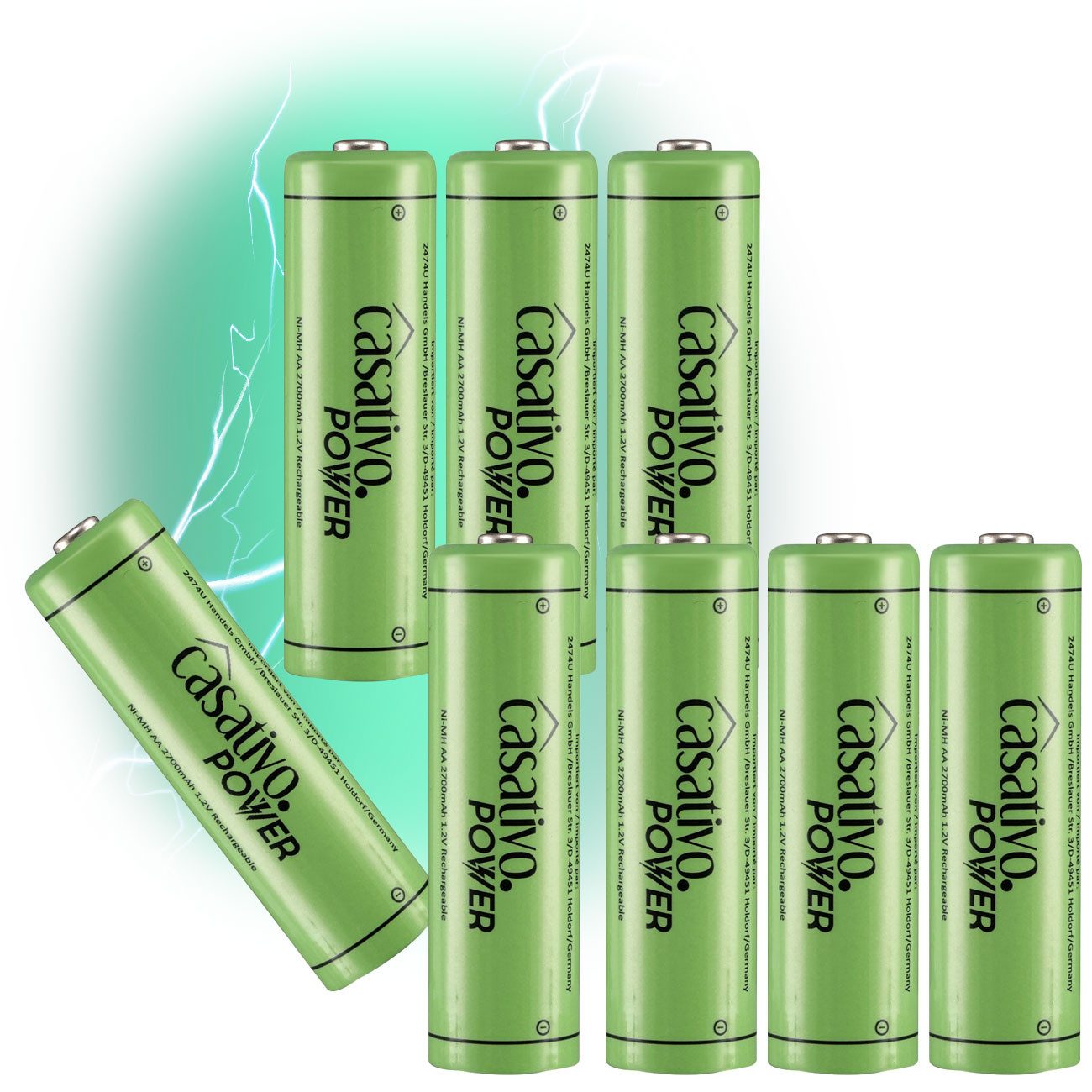 Casativo NiMH AA Akkus 2700mAh Premium Mignon 1.2V 1000x ladbar mit Case Akku Mignon, 2700mAh/1.2V/NiMH AA Mignon/Inkl. Box/1000x ladbar/Umweltfreundlich