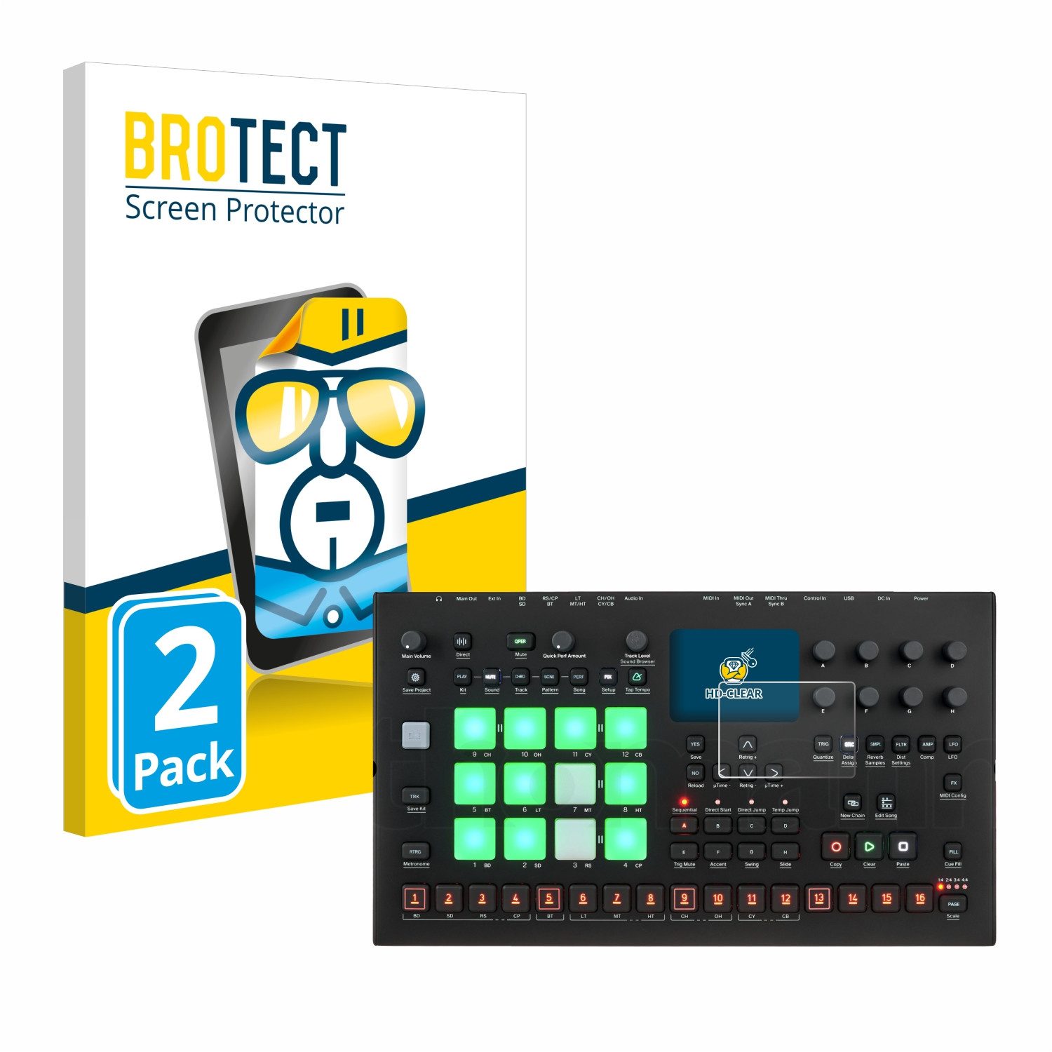 BROTECT Displayschutzfolie Schutzfolie für Elektron Analog Rytm MKII, 2 Stück, Displayschutz Schutz Folie Klar Transparent