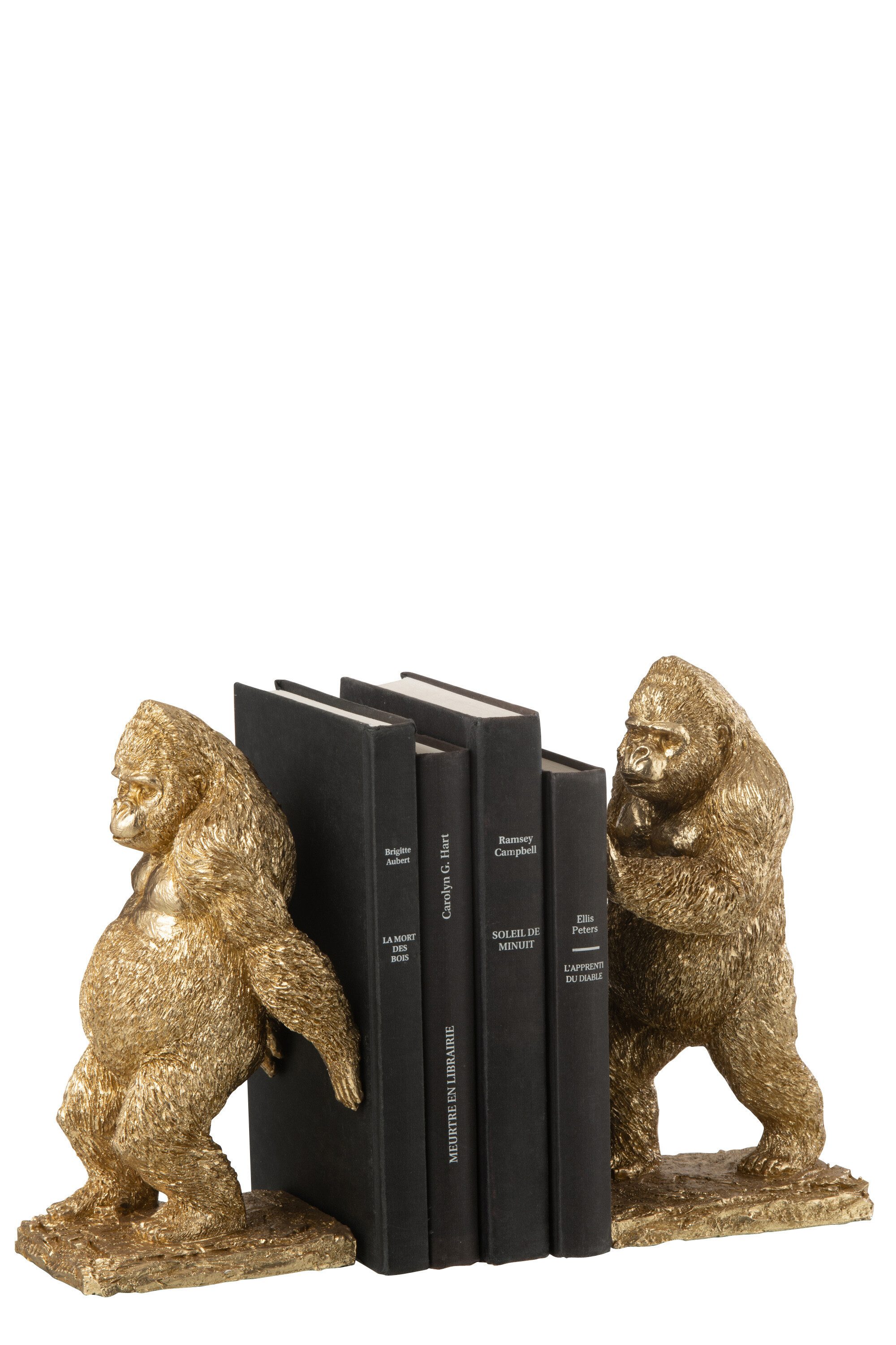 J-Line by Jolipa Buchstütze 2er-Set Подставки для книг – Gorilla Figuren in Gold (2 St), dekorative Tierfigur als Hingucker & Geschenkidee