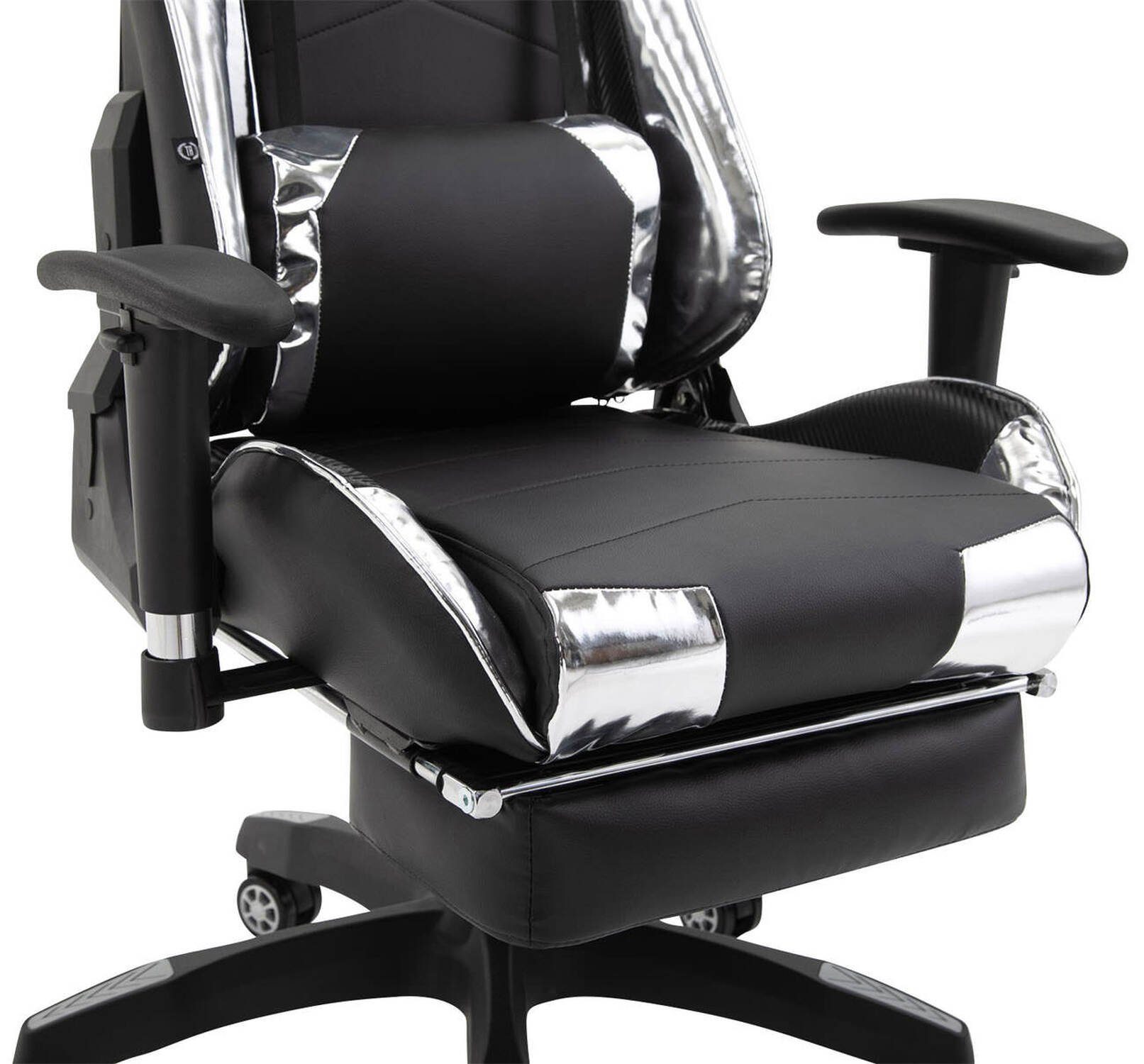 TPFLiving Gaming-Stuhl Turbine Sitz: (Schreibtischstuhl, Kunststoff höhenverstellbar bequemer Racingstuhl, - Rückenlehne Chefsessel), - Gamingstuhl, drehbar Kunstleder mit schwarz/weiß Gestell: 360° schwarz und Drehstuhl