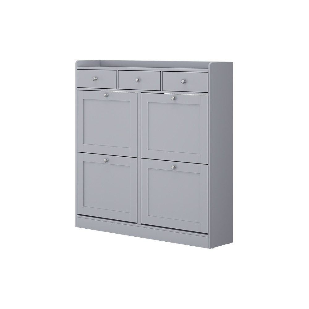 Vicco Schuhkipper Vitto, Grau, 100 x 99.5 cm mit 3 Schubladen & 4 Klappfäch günstig online kaufen