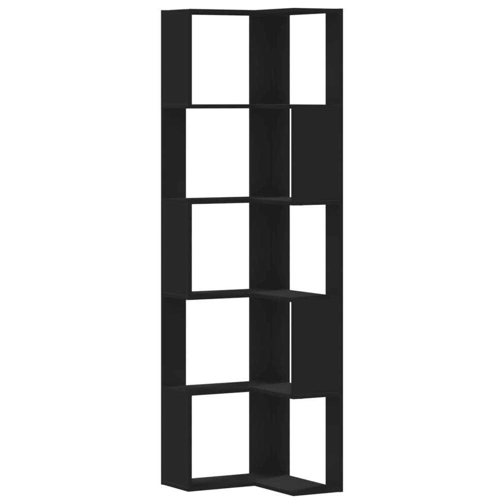 vidaXL Bücherregal Eck-Bücherregal 5 Böden Schwarz günstig online kaufen