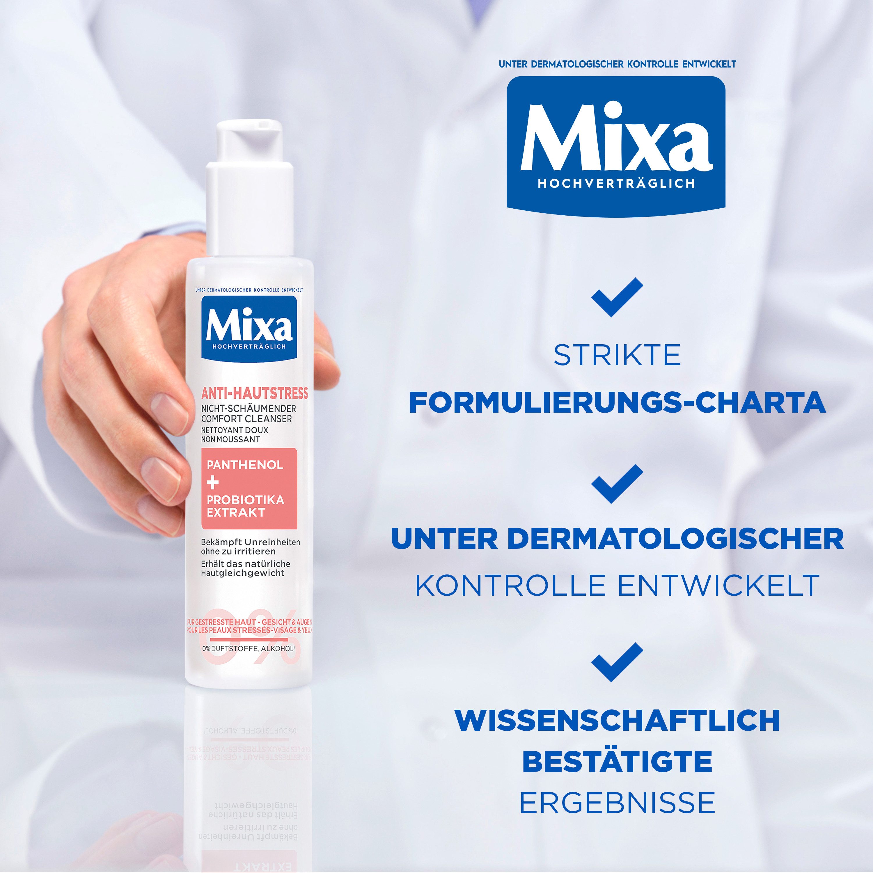 Mixa Gesichtsreinigungsgel MIXA ANTI-HAUTSTRESS CLEANSER, bekämpft Unreinheiten ohne zu irritieren