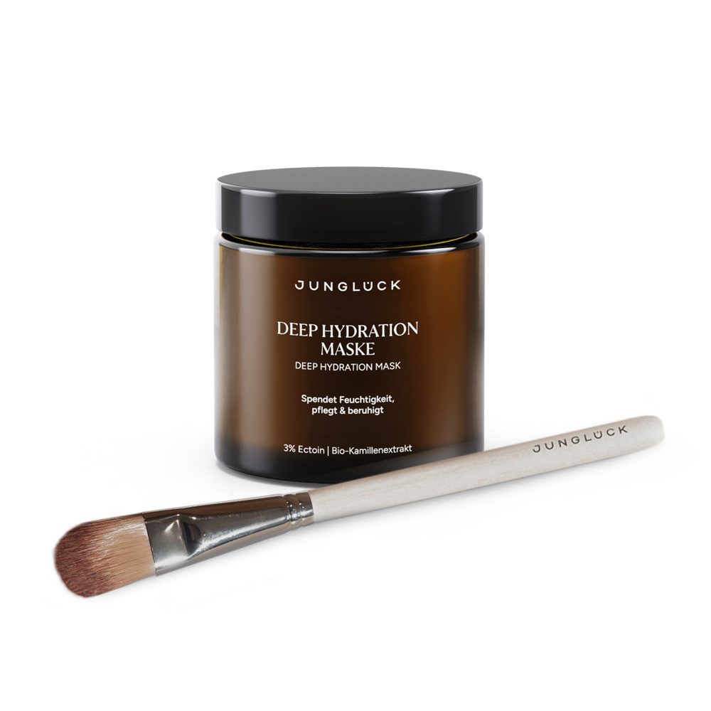 JUNGLÜCK Hautpflege-Set Deep Hydration Maske + Pinsel Kombi, 1-tlg., Verwöhnt deine Haut streichelzart mit Hanföl, Kamille & Ectoin