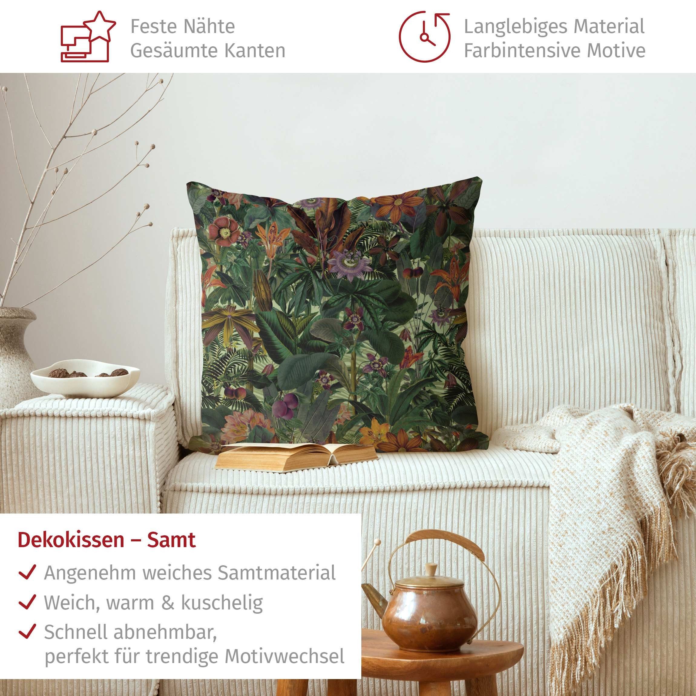 Bilderdepot24 Dekokissen drinnen Kissenhülle/ Sofakissen/ Zierkissen Kissenhülle grün Blumen Tr, Bezug mit / ohne Füllung Zierkissen Outdoor Sofa Bett