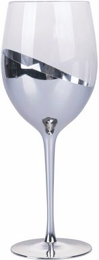 Villa d'Este Weinglas Chic silber, Glas, Gläser-Set, 6-teilig, Inhalt 520 ml