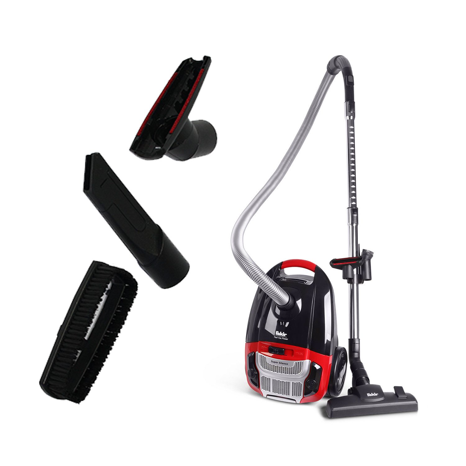FAKIR Bodenstaubsauger FAKIR Red Vac Power HEPA 13 Filter Sauger 700 Watt rot, 700 W, beutellos