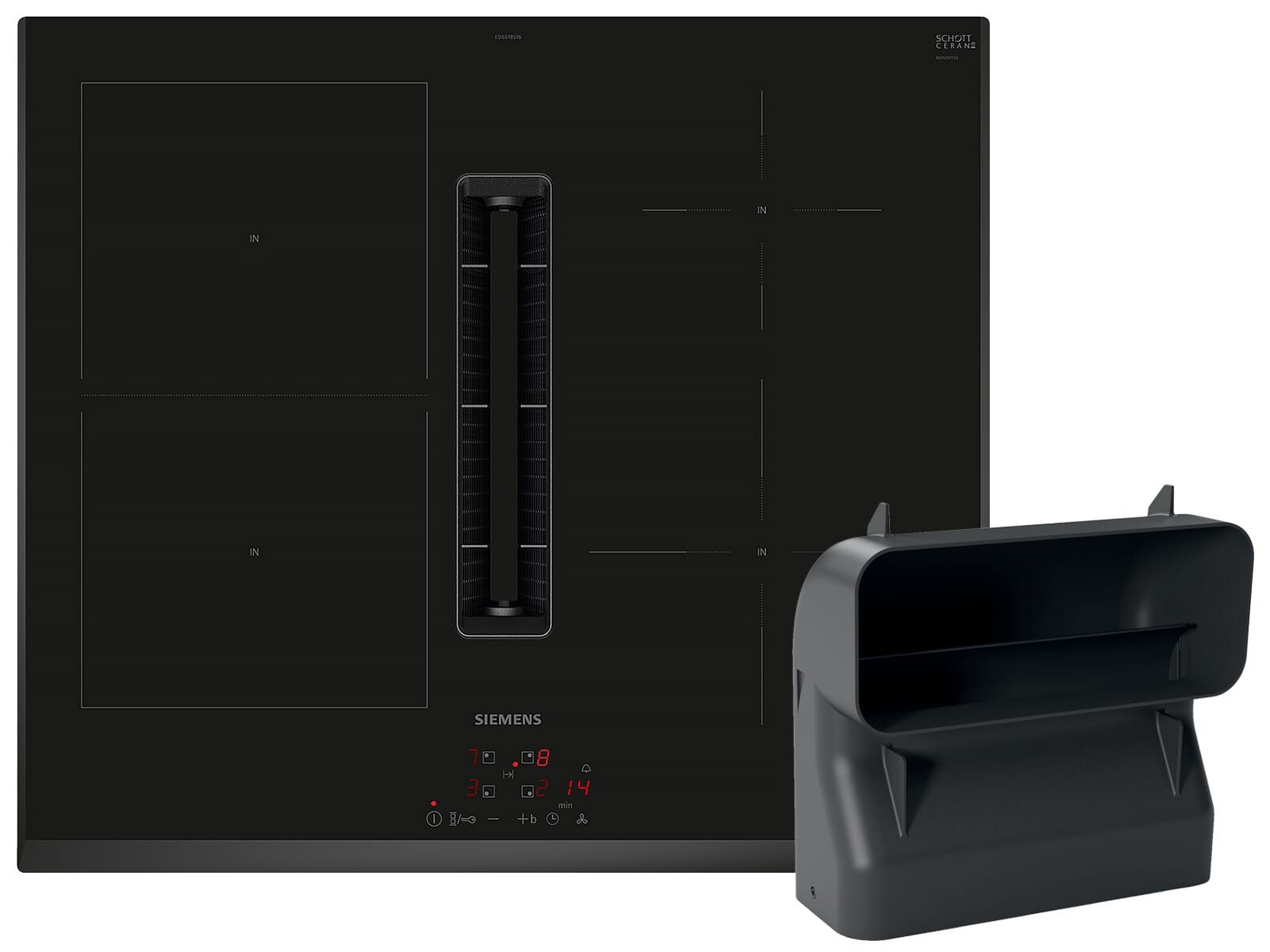 SIEMENS Kochfeld mit Dunstabzug ED651BGA6, Powerboost-Funktion, Timer, TouchControl-Bedienung
