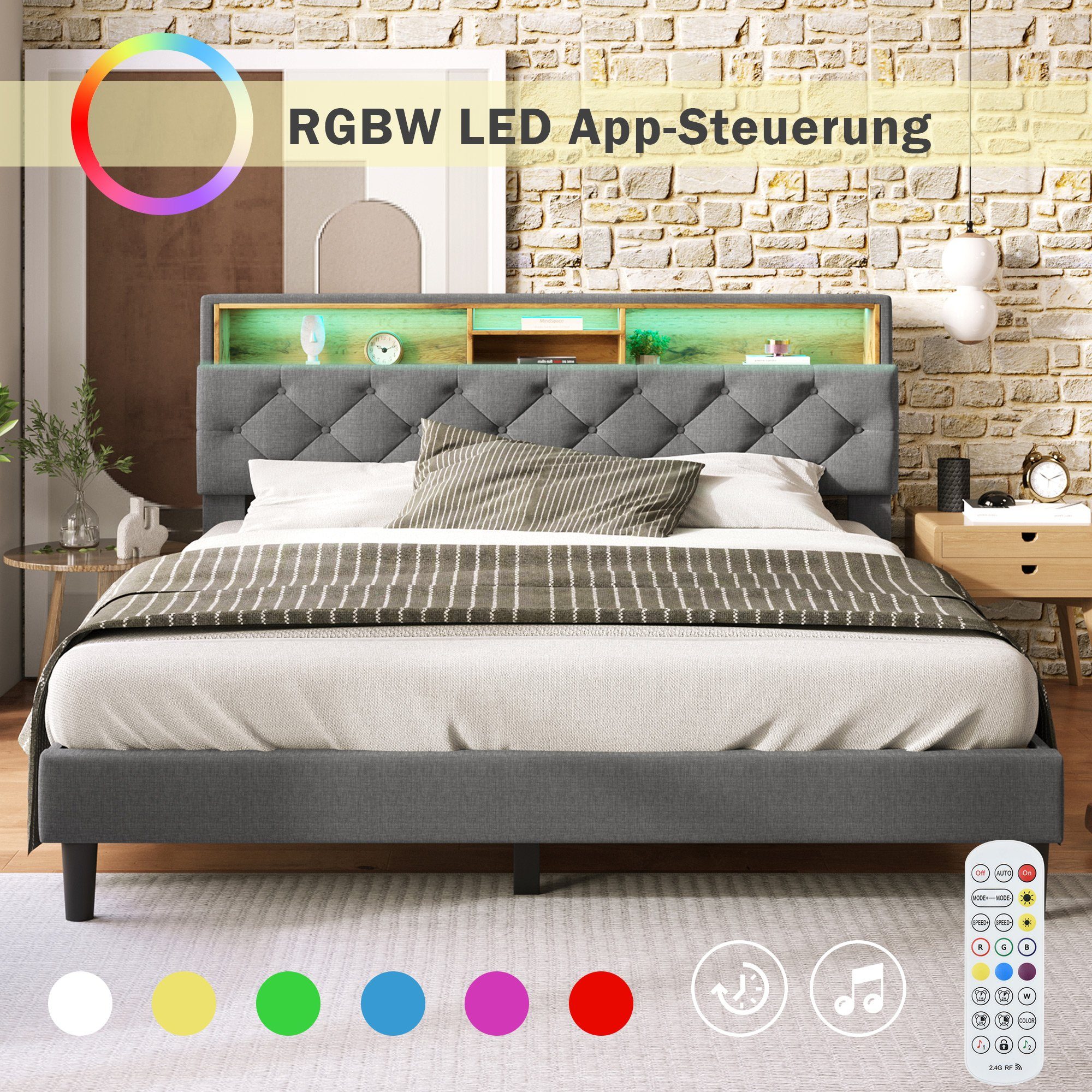 Ulife Polsterbett Doppelbett mit LED-Beleuchtung (Packung, 1 Bett) günstig online kaufen
