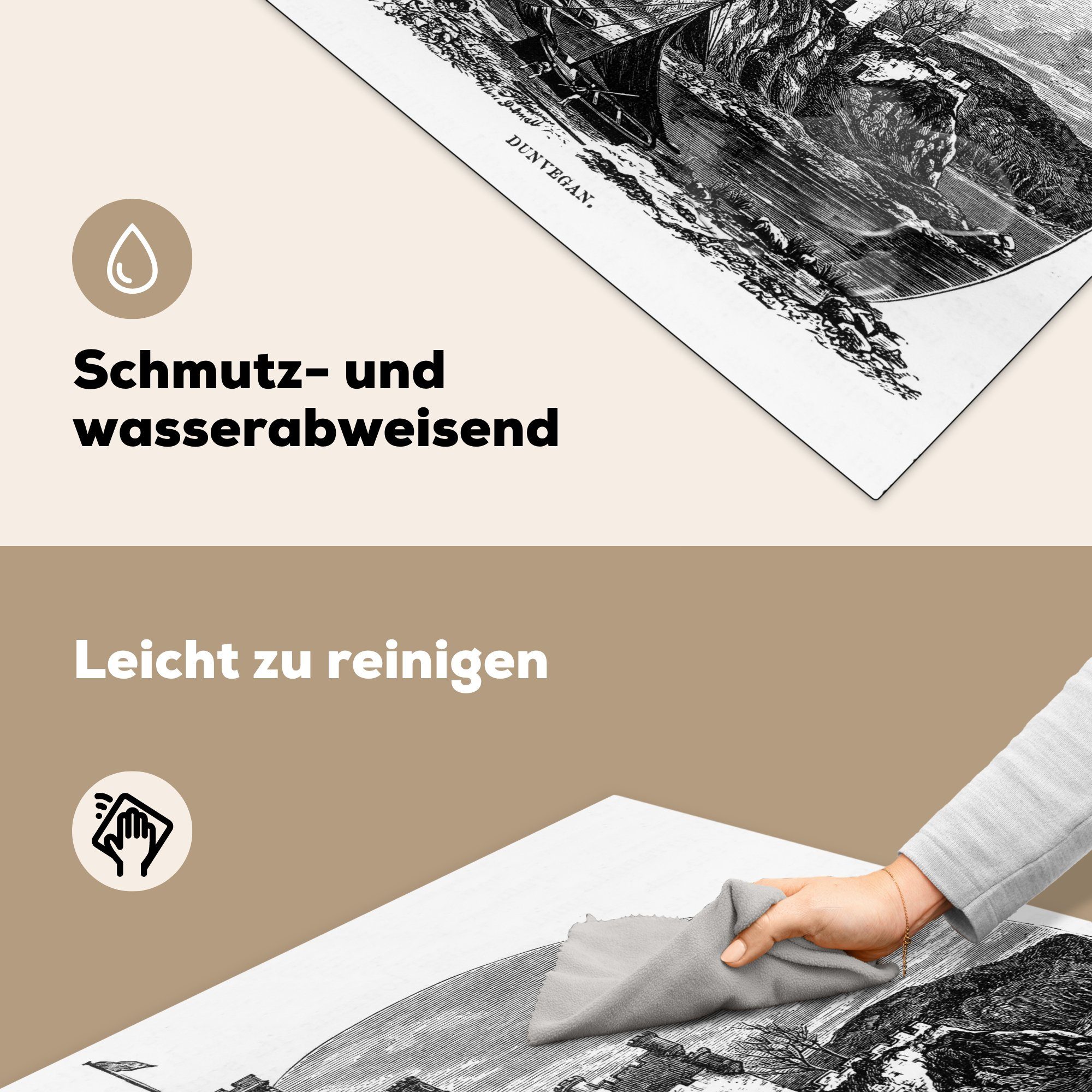 MuchoWow Herdblende-/Abdeckplatte Eine antike Illustration Castle der Skye, cm, 78x78 für küche tlg), Isle Vinyl, Dunvegan von Ceranfeldabdeckung, of auf Arbeitsplatte (1