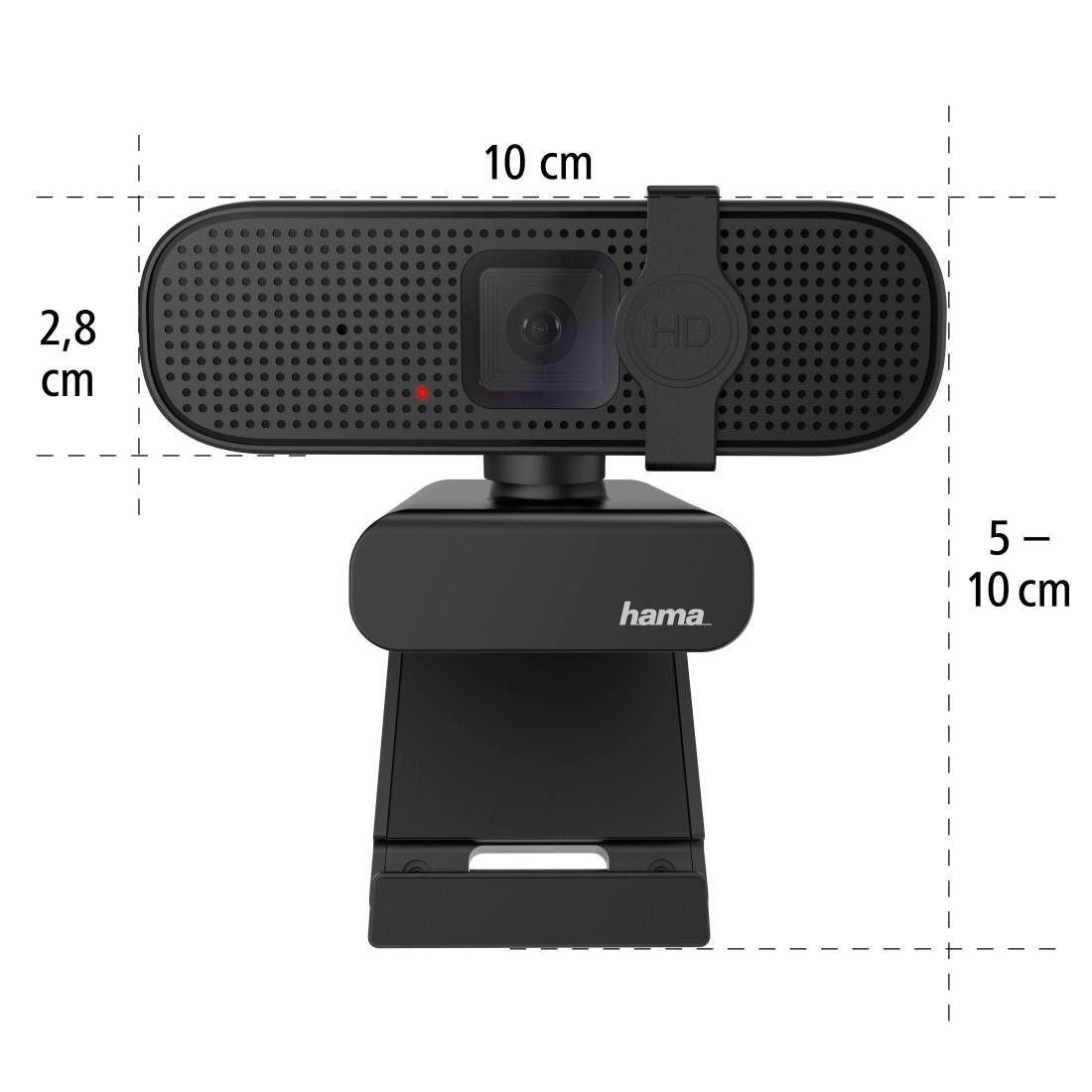 Hama PC Webcam für Laptop PC, Streaming, Chatten mit Mikrofon, Windows Mac Full HD-Webcam (Full HD, Plug & Play, verschließbare Linse, Standfuß, Stativgewinde, drehbar)