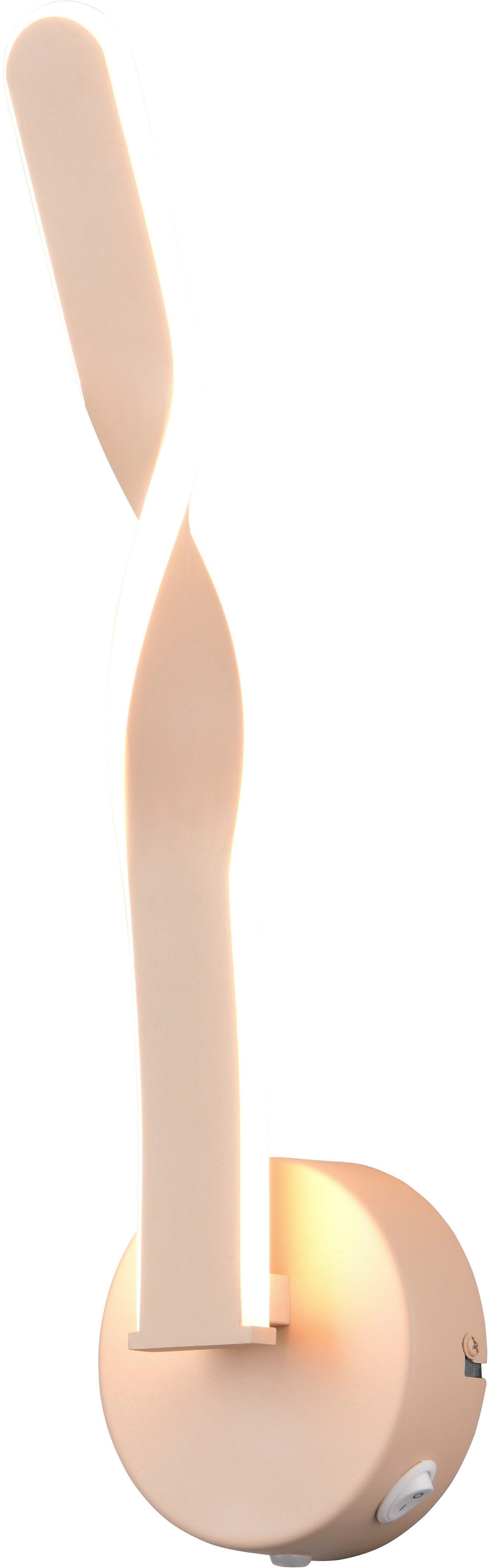Reality Leuchten LED Wandleuchte GINKO, LED Wandlampe mit Schalter, 11W 1250 Lumen 3000K warmweiß, Ein-/Ausschalter, LED fest integriert, Warmweiß, On/Off Kippschalter, elegant geschwungene LED Elemente Höhe 45,5cm