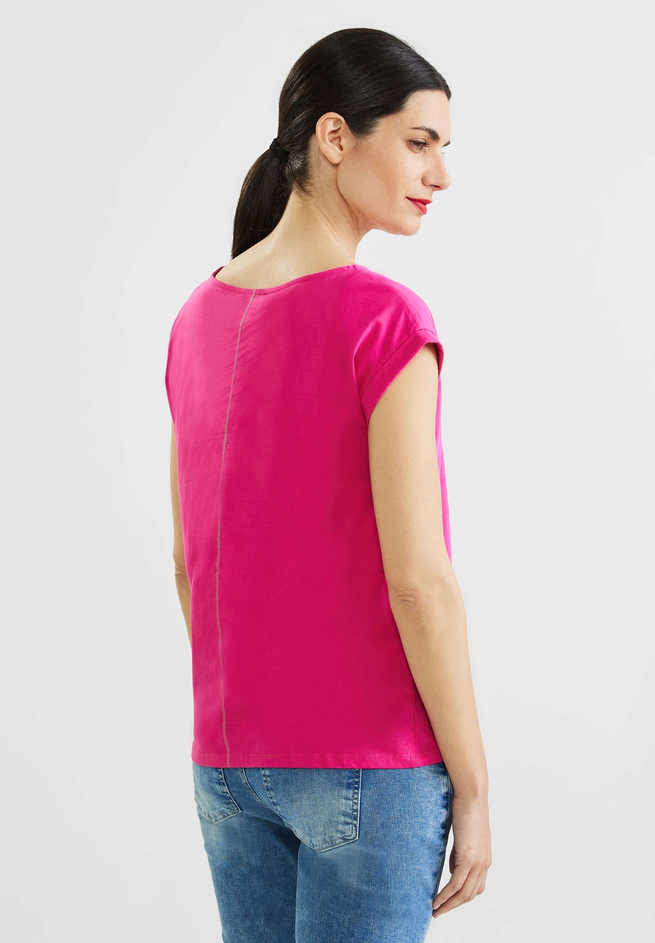 aus T-Shirt reiner Baumwolle pink STREET ONE nu