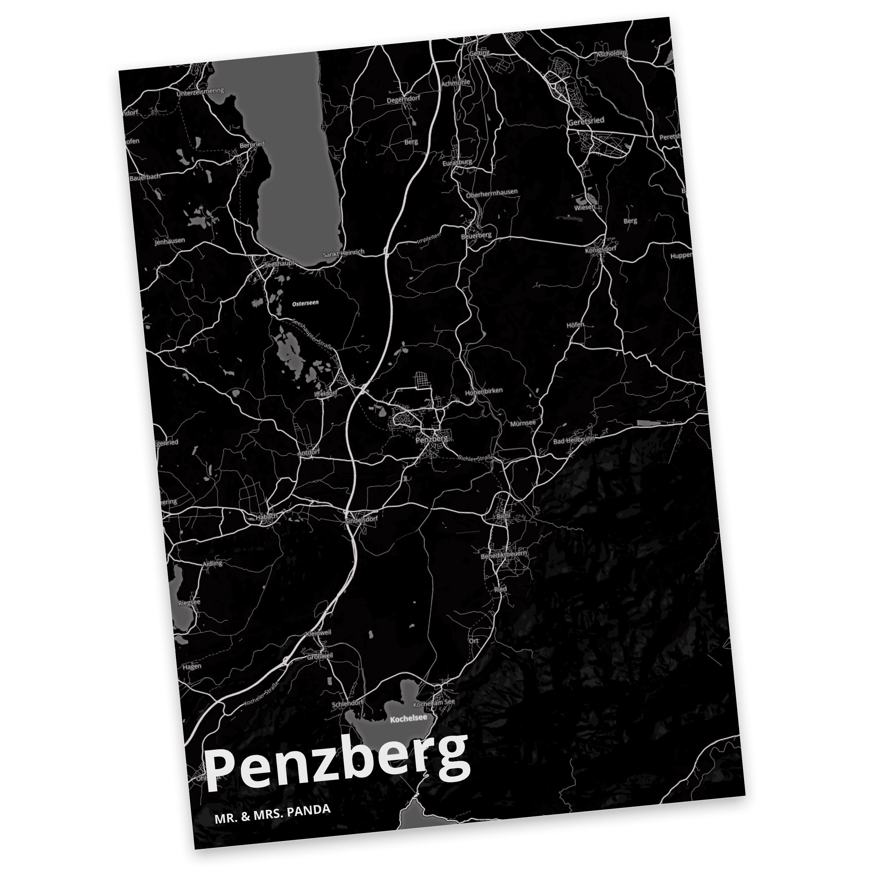 Mr. & Mrs. Panda Postkarte Penzberg - Geschenk, Grußkarte, Dorf, Stadt, Geschenkkarte, Ansichtsk