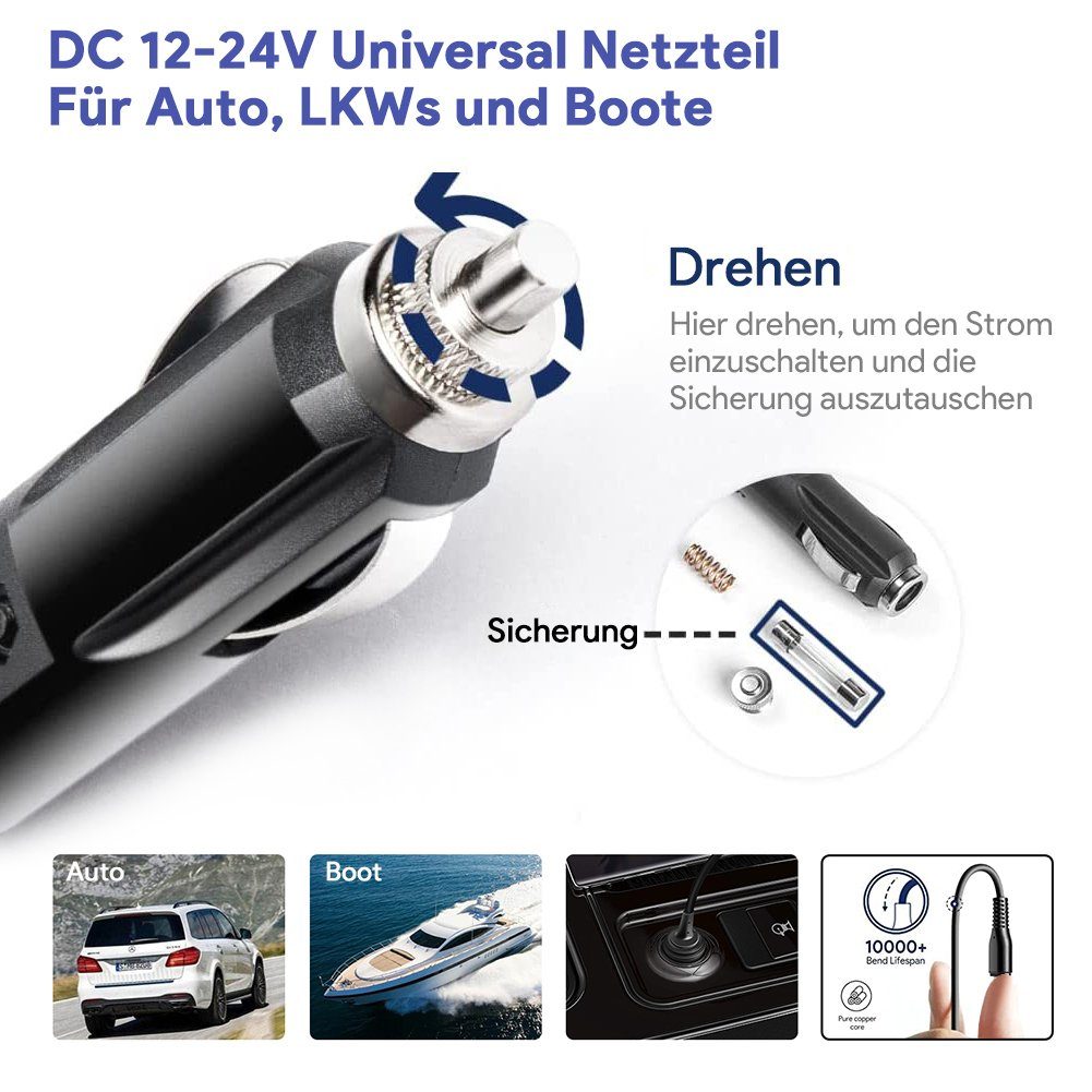 HKY 15V KFZ Netzteil Ladegerät für GVM LED Licht Panel und Lautsprecher KFZ-Netzteil (Kompatibel mit 520S 560AS 800D 800D-RGB, Marshall, Echo, Yamaha, TV) – Bild 5 von 5