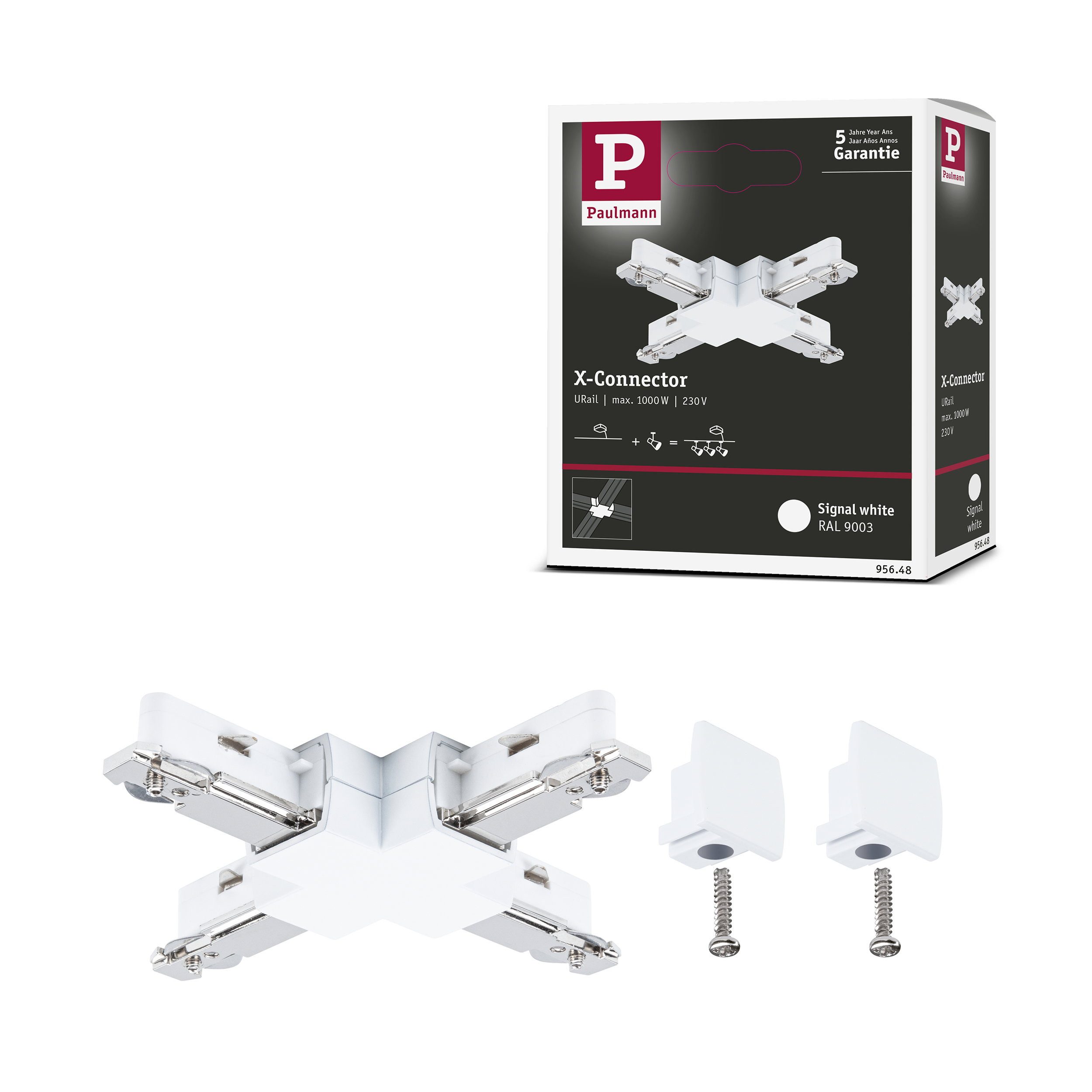 Paulmann URail Verbinder X-Stück 104x104 mm max. 1000W Signalweiß Lampen-Verbindungskabel