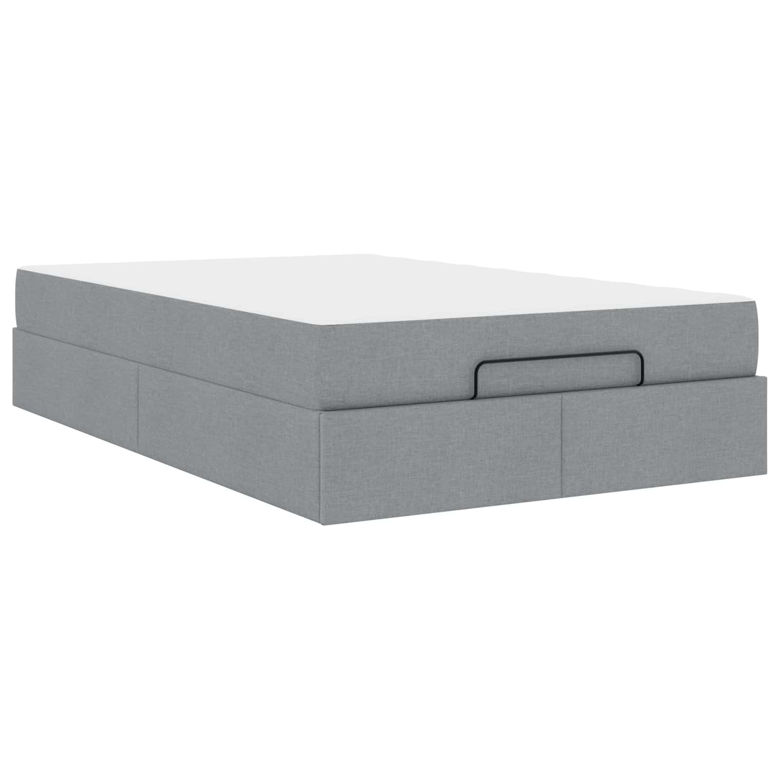 Bett Bettgestell mit Matratze 2 pcs Hellgrau Stoff