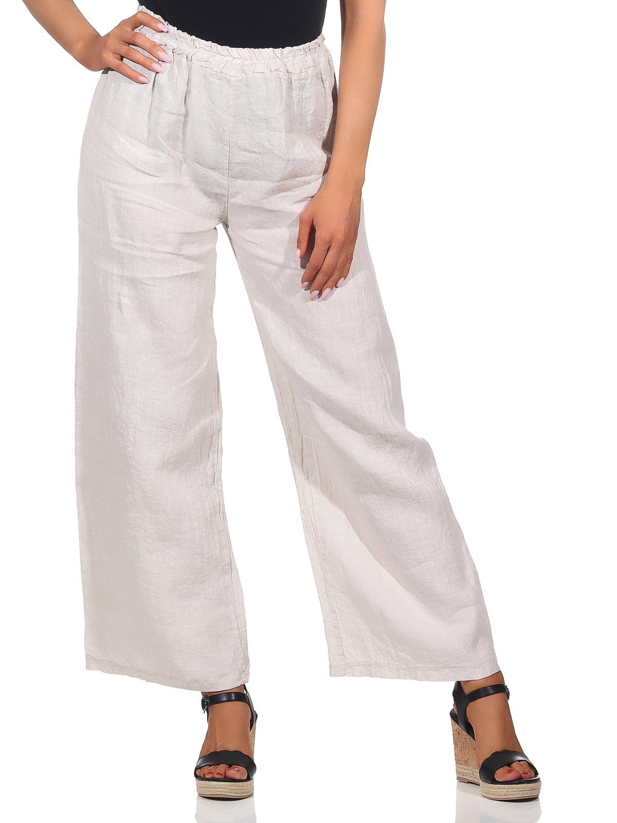 Mississhop Leinenhose Leinenhose 100 % Freizeithose Sommerhose M.372