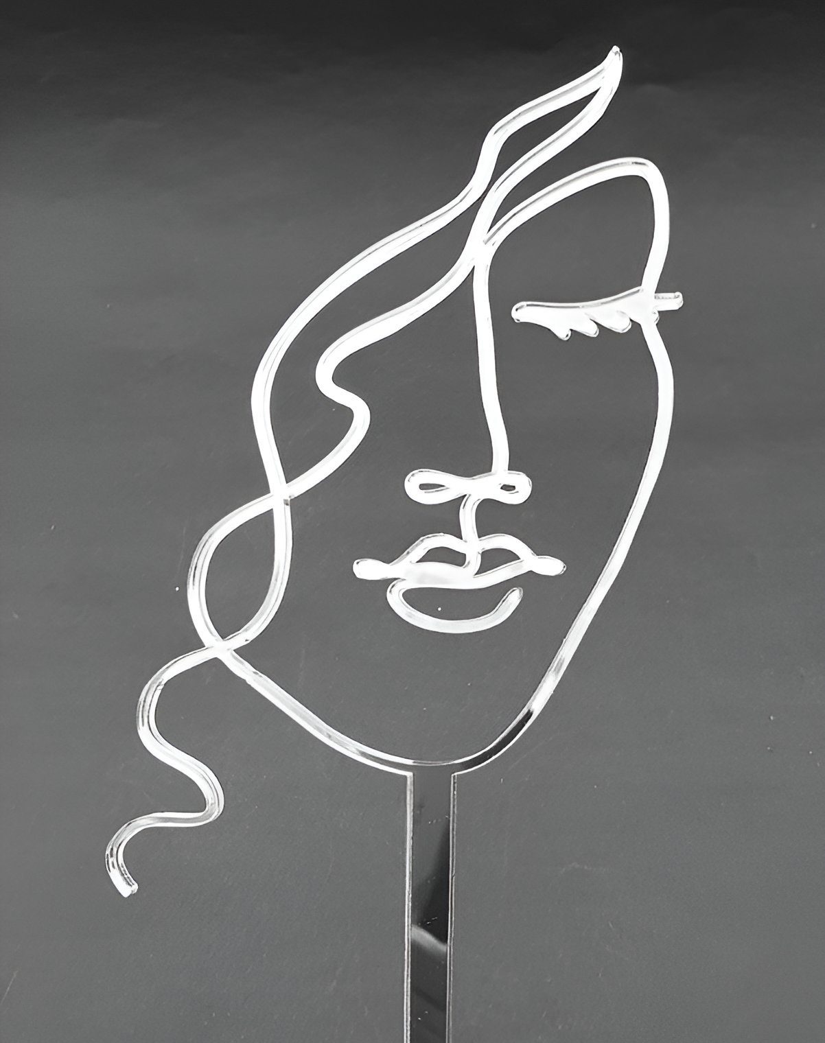 Festivalartikel Tortenstecker Lineare Topper Paar Gesichter Frau für Tortenrand lineare Gold Silber