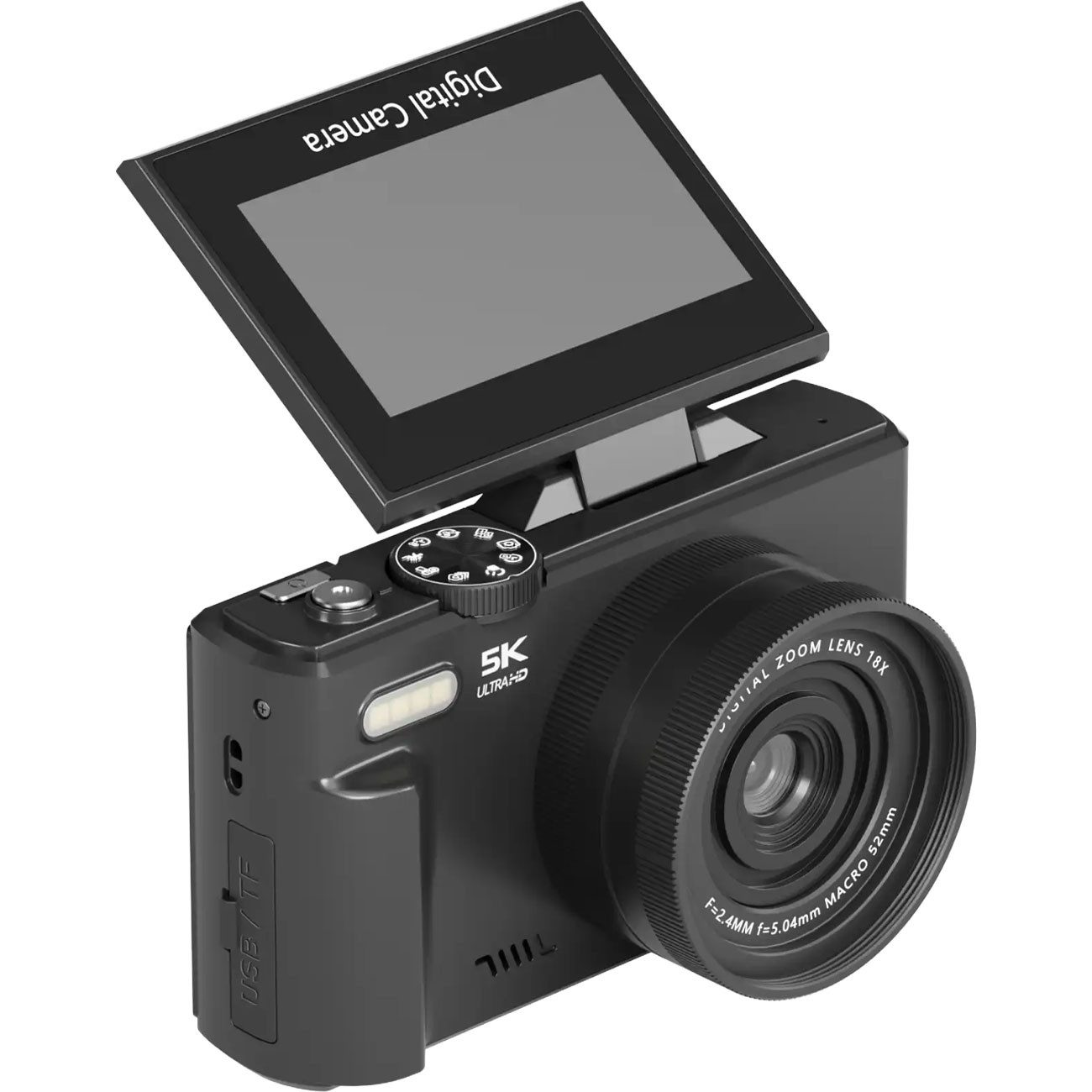 Denver 5K Digitalkamera 75MP Vlogging Kamera 18x Zoom 180 Grad Klappdisplay Kompaktkamera (75 MP, WLAN (Wi-Fi 802.11 b/g/n), 16 Megapixel CMOS-Sensor, 5K Ultra  – Bild 2 von 5
