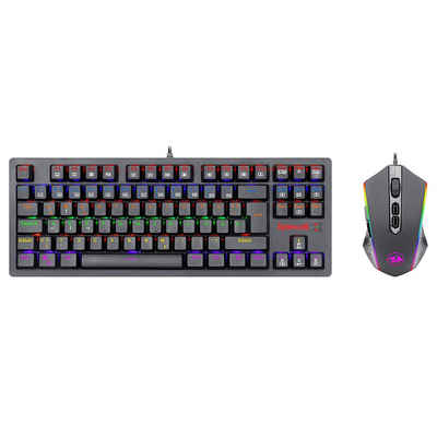 Redragon Redragon S113-KN Tastatur- und Maus-Set, mechanische Regenbogen-Tastatur, QWERTZ-Layout und RGB-Gaming-Maus